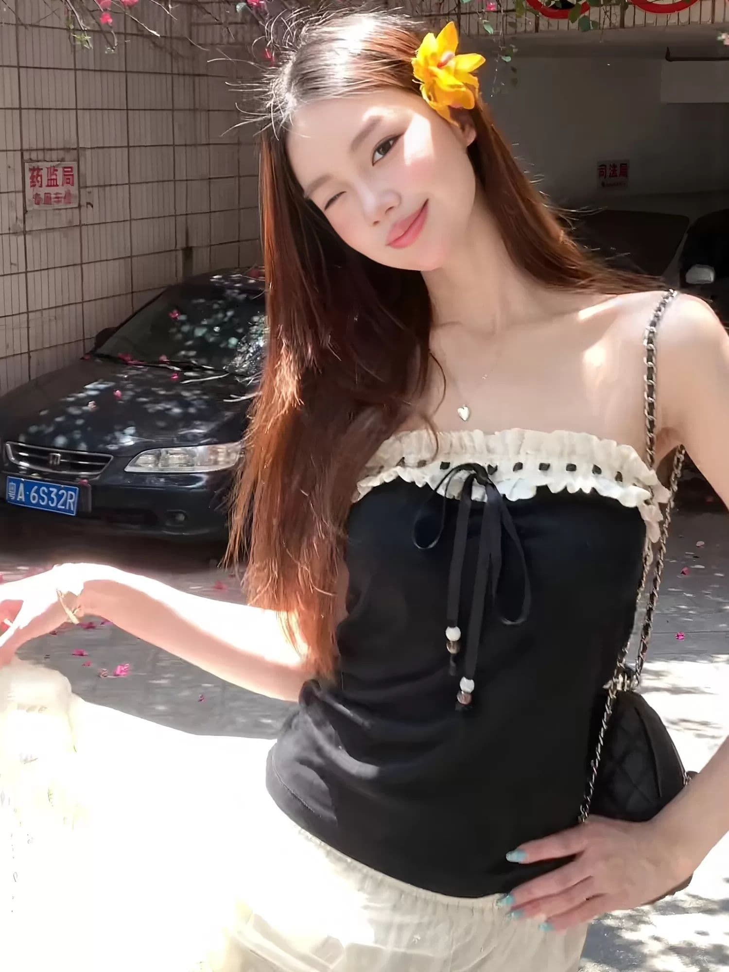 사람들 면 260 그램 나비 매듭 프릴 튜브탑 조끼 여성 여름 레이스업 몸매 가꾸기 슬림해 보이는 맨위 상세 이미지 5