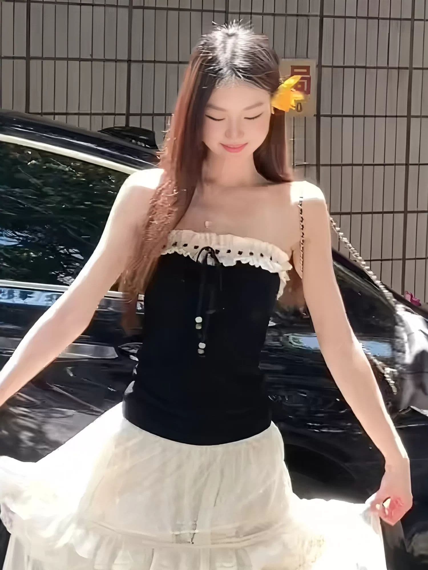 사람들 면 260 그램 나비 매듭 프릴 튜브탑 조끼 여성 여름 레이스업 몸매 가꾸기 슬림해 보이는 맨위 상세 이미지 11