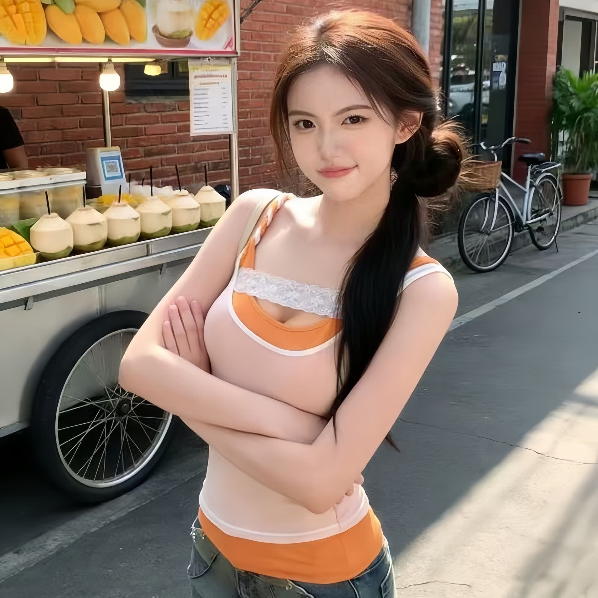 40d 망사 사람들 면 오른쪽 색상 준 품질 좋은 아메리칸 핫걸 배색 패치워크 여성 여름 슬림해 보이는 맨위 이미지 4