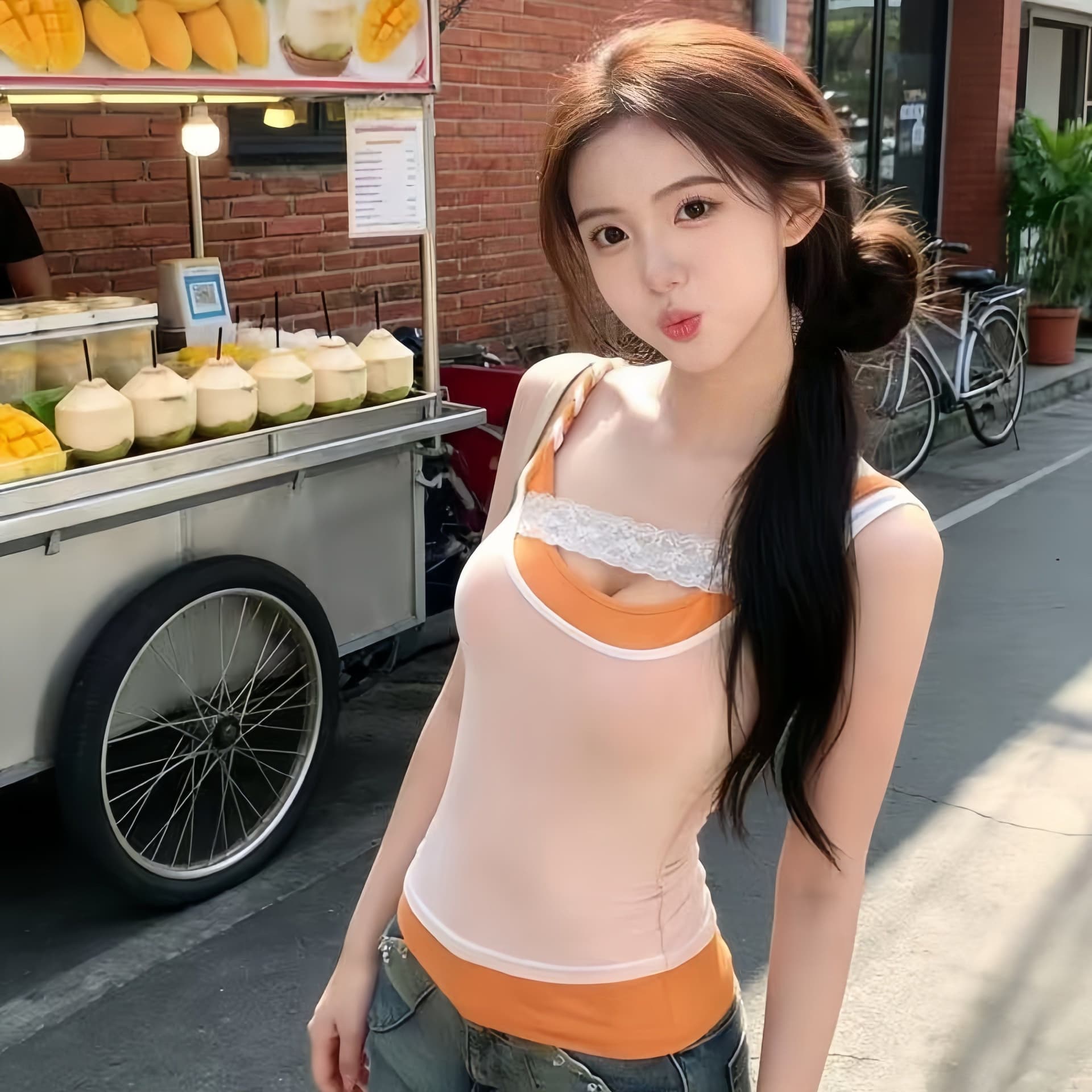 40d 망사 사람들 면 오른쪽 색상 준 품질 좋은 아메리칸 핫걸 배색 패치워크 여성 여름 슬림해 보이는 맨위 상세 이미지 3
