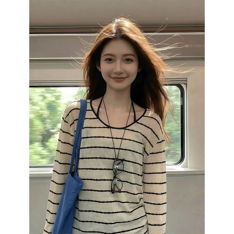 원본 자카드 컬러 짜임 기사 사람들 면 속옷 투피스 세트 슬림해 보이는 풀오버 에어컨 셔츠 슬립 맨위 이미지 3