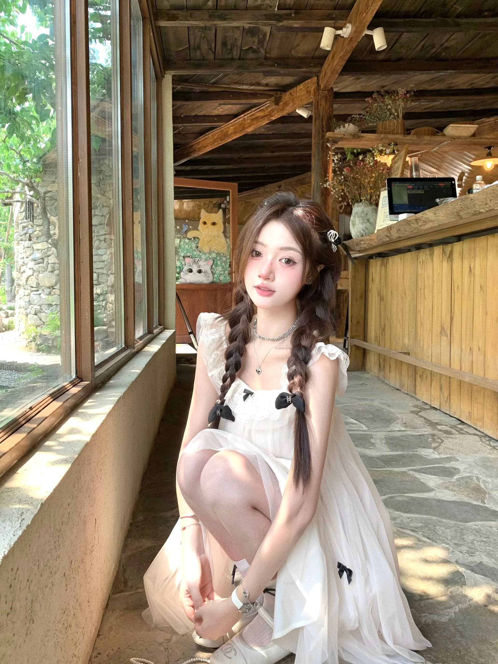 요정 가스 Tulle 공주 인형 치마 작은 키 드레스 프랑스식 달콤함 나비 매듭 Feifei 소매 디자인 센스 새로운 이미지 4