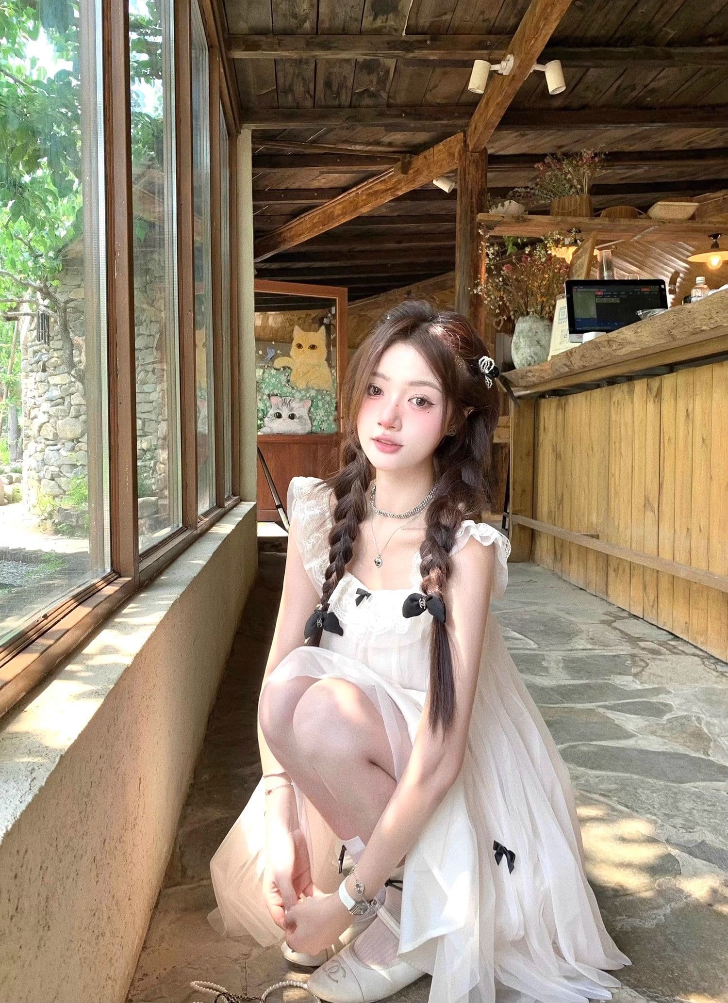 요정 가스 Tulle 공주 인형 치마 작은 키 드레스 프랑스식 달콤함 나비 매듭 Feifei 소매 디자인 센스 새로운 상세 이미지 4