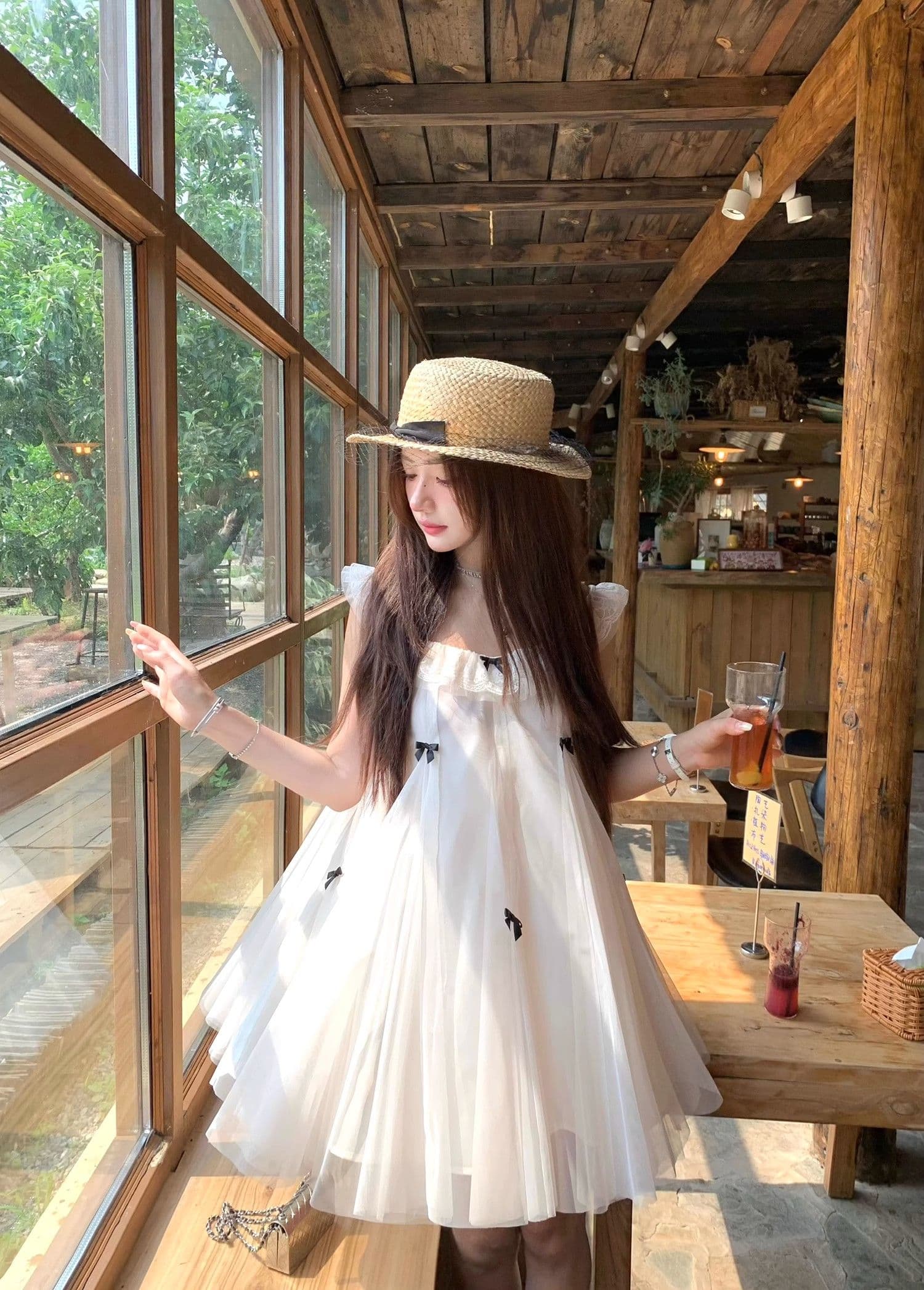 요정 가스 Tulle 공주 인형 치마 작은 키 드레스 프랑스식 달콤함 나비 매듭 Feifei 소매 디자인 센스 새로운 상세 이미지 9