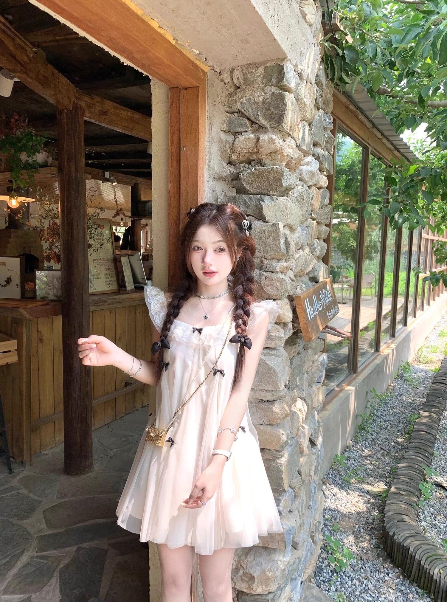 요정 가스 Tulle 공주 인형 치마 작은 키 드레스 프랑스식 달콤함 나비 매듭 Feifei 소매 디자인 센스 새로운 상세 이미지 11