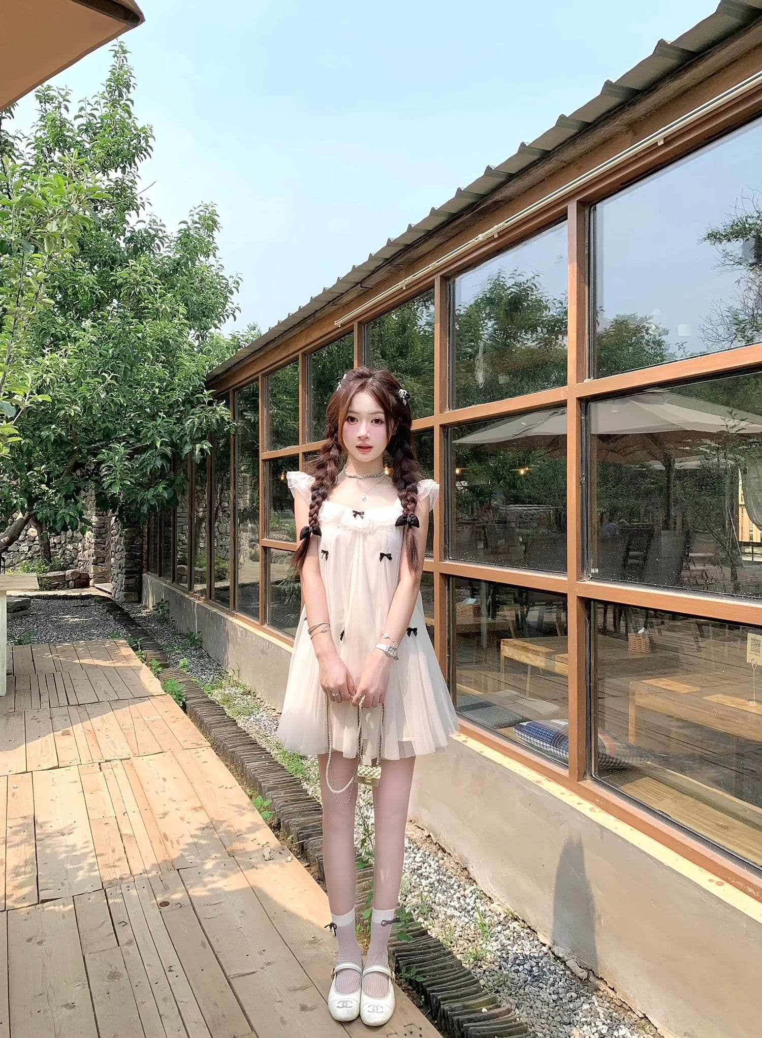 요정 가스 Tulle 공주 인형 치마 작은 키 드레스 프랑스식 달콤함 나비 매듭 Feifei 소매 디자인 센스 새로운 상세 이미지 13