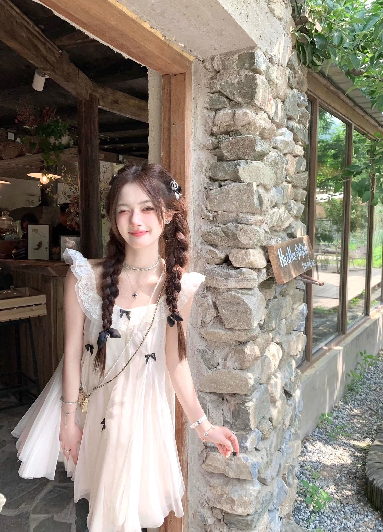 요정 가스 Tulle 공주 인형 치마 작은 키 드레스 프랑스식 달콤함 나비 매듭 Feifei 소매 디자인 센스 새로운 상세 이미지 18