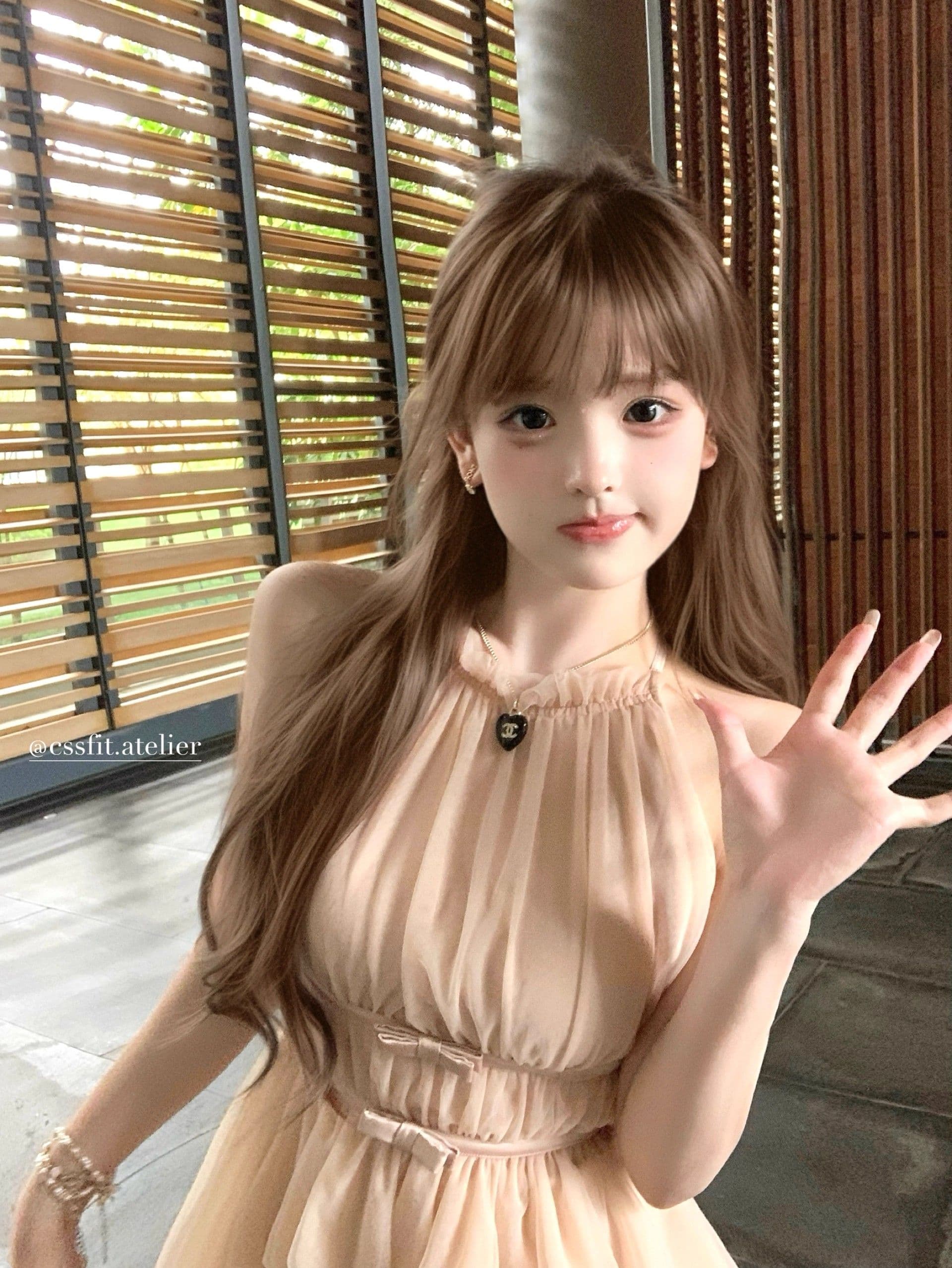 마이크로 알몸의 핑크색 행침 목 나비 매듭 불규칙 밑단 드레스 부드러운 바람 민소매 품격 명문 여성 망사 상세 이미지 20