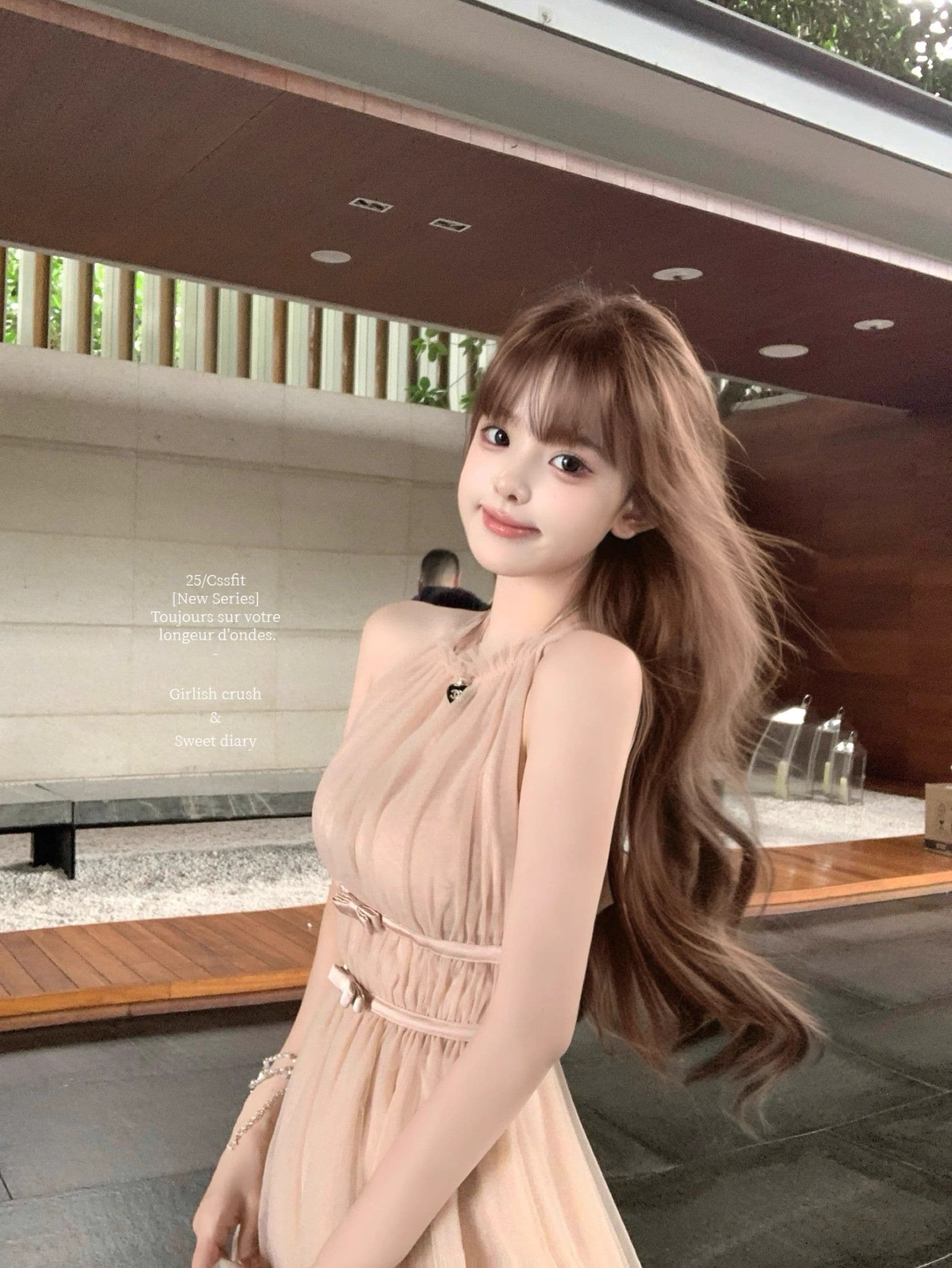 마이크로 알몸의 핑크색 행침 목 나비 매듭 불규칙 밑단 드레스 부드러운 바람 민소매 품격 명문 여성 망사 상세 이미지 21