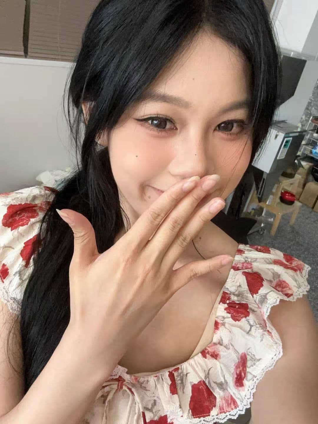 2026 빅 사이즈 프랑스식 달콤한 스타일 작은 날다 소매 꽃무늬 여름 허리 수축 슬림해 보이는 품격 치마 자이언트 잘 생긴 여성 드레스 상세 이미지 6