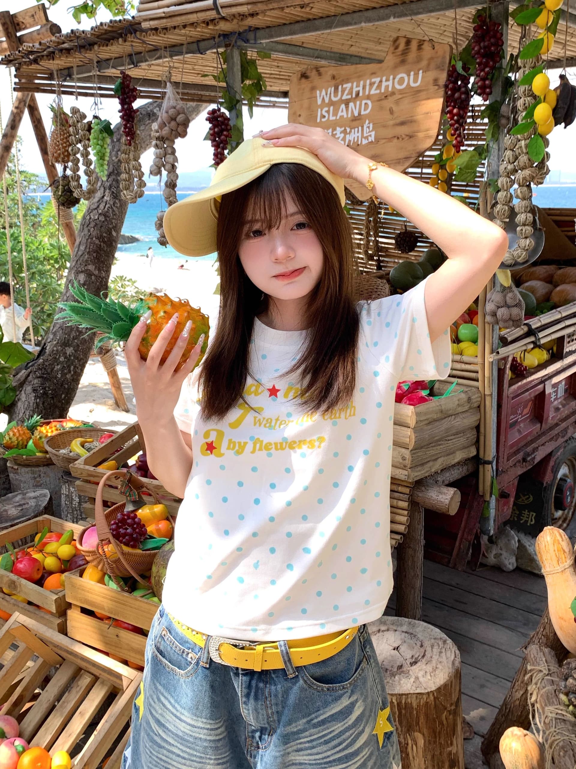 40 210 그램 빗질하다 92 면 8 암모니아 Lun 이후 패키지 칼라 몸매 가꾸기 슬림해 보이는 긍정적 인 어깨 반팔 티셔츠 여성 여름 도트 무늬 이미지 3
