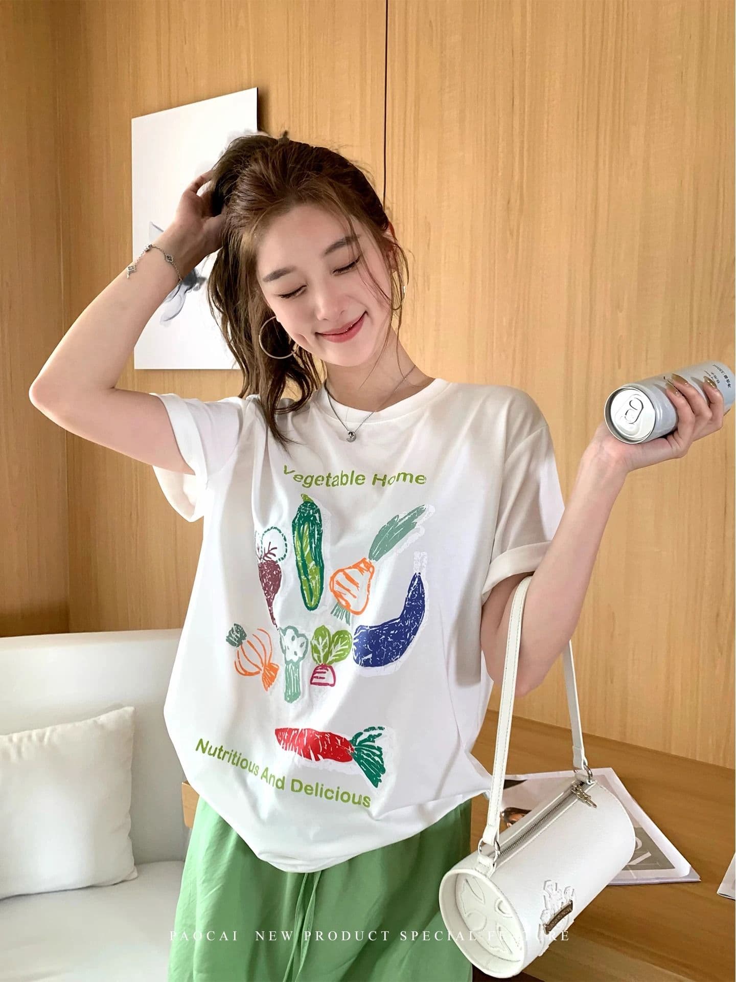 21 순면 210 그램 순면 여름 드레스 반팔 티셔츠 여성 한국 스타일 빅 사이즈 루즈핏 상세 이미지 2