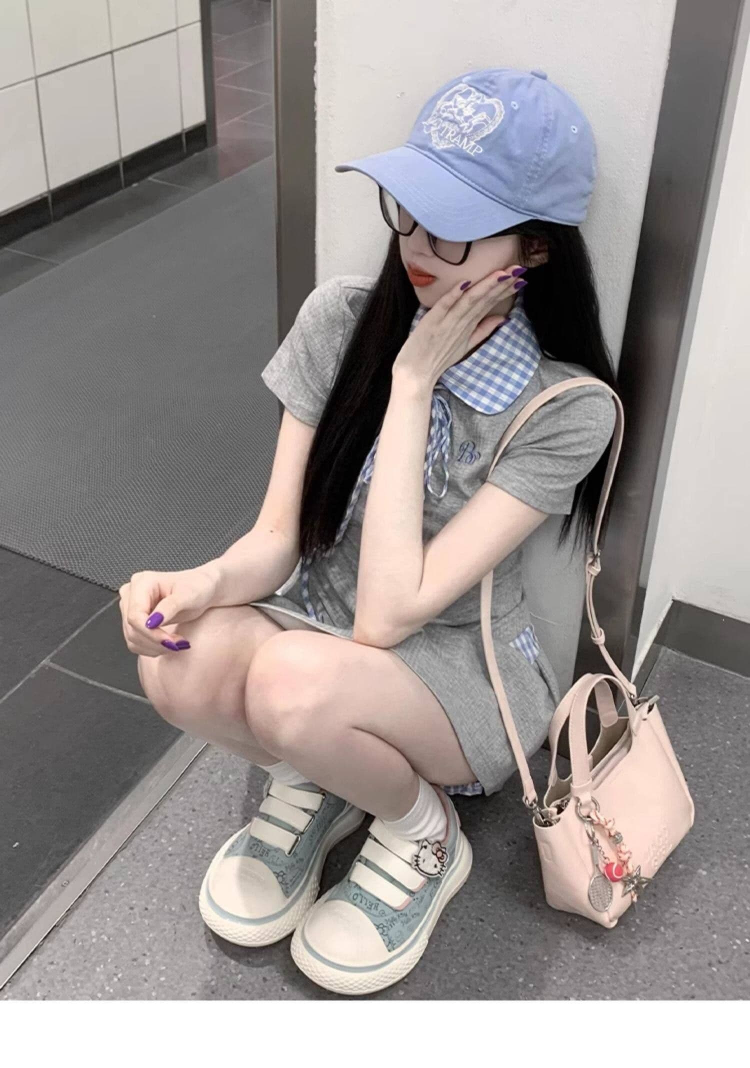 학원 스타일 한 부서 chic 세트 여성 여름 자이언트 잘 생긴 작은 키 관대 한 점잖은 여름 ootd 착용 가져 가라. 전체 집합 상세 이미지 2