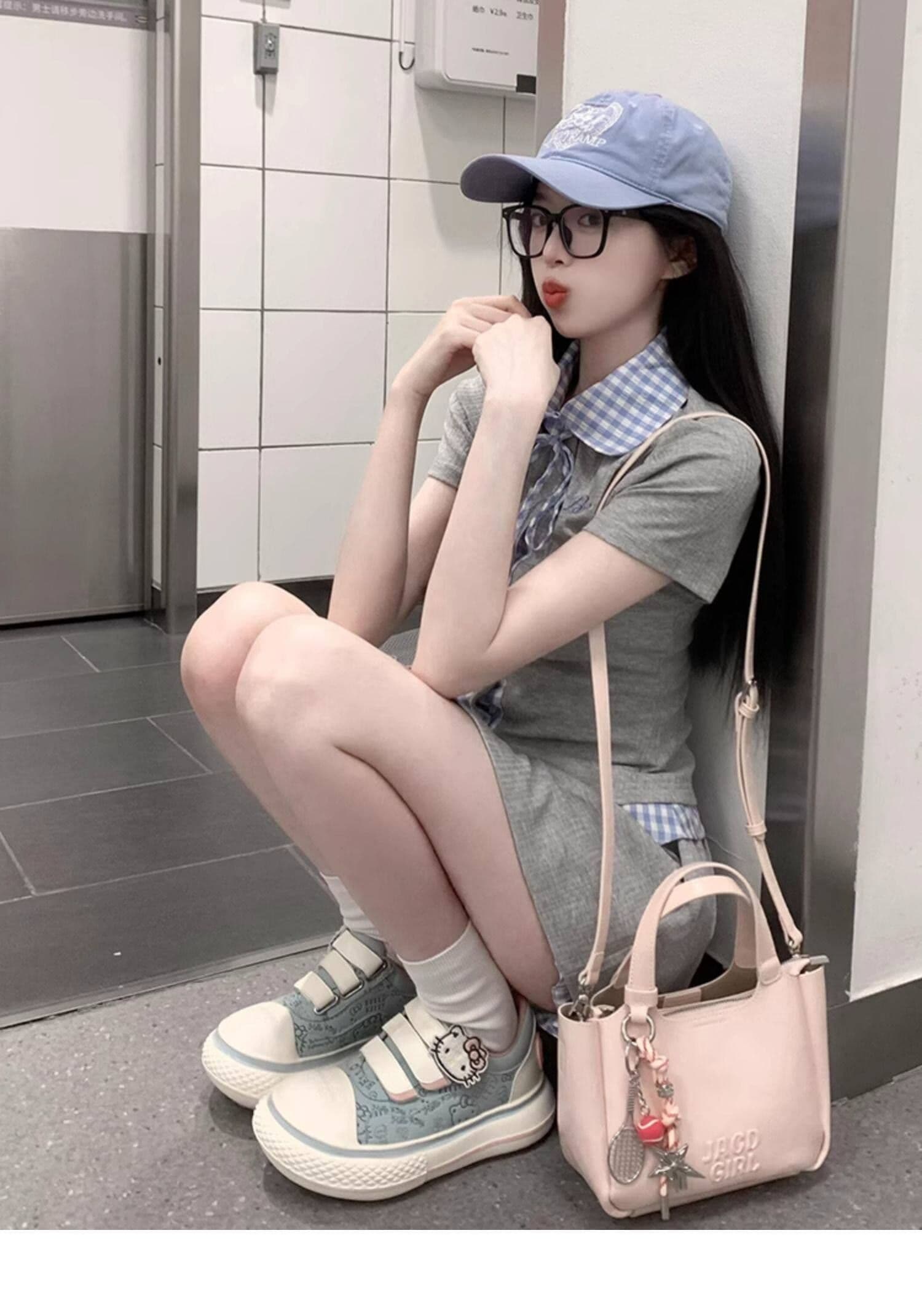 학원 스타일 한 부서 chic 세트 여성 여름 자이언트 잘 생긴 작은 키 관대 한 점잖은 여름 ootd 착용 가져 가라. 전체 집합 상세 이미지 4