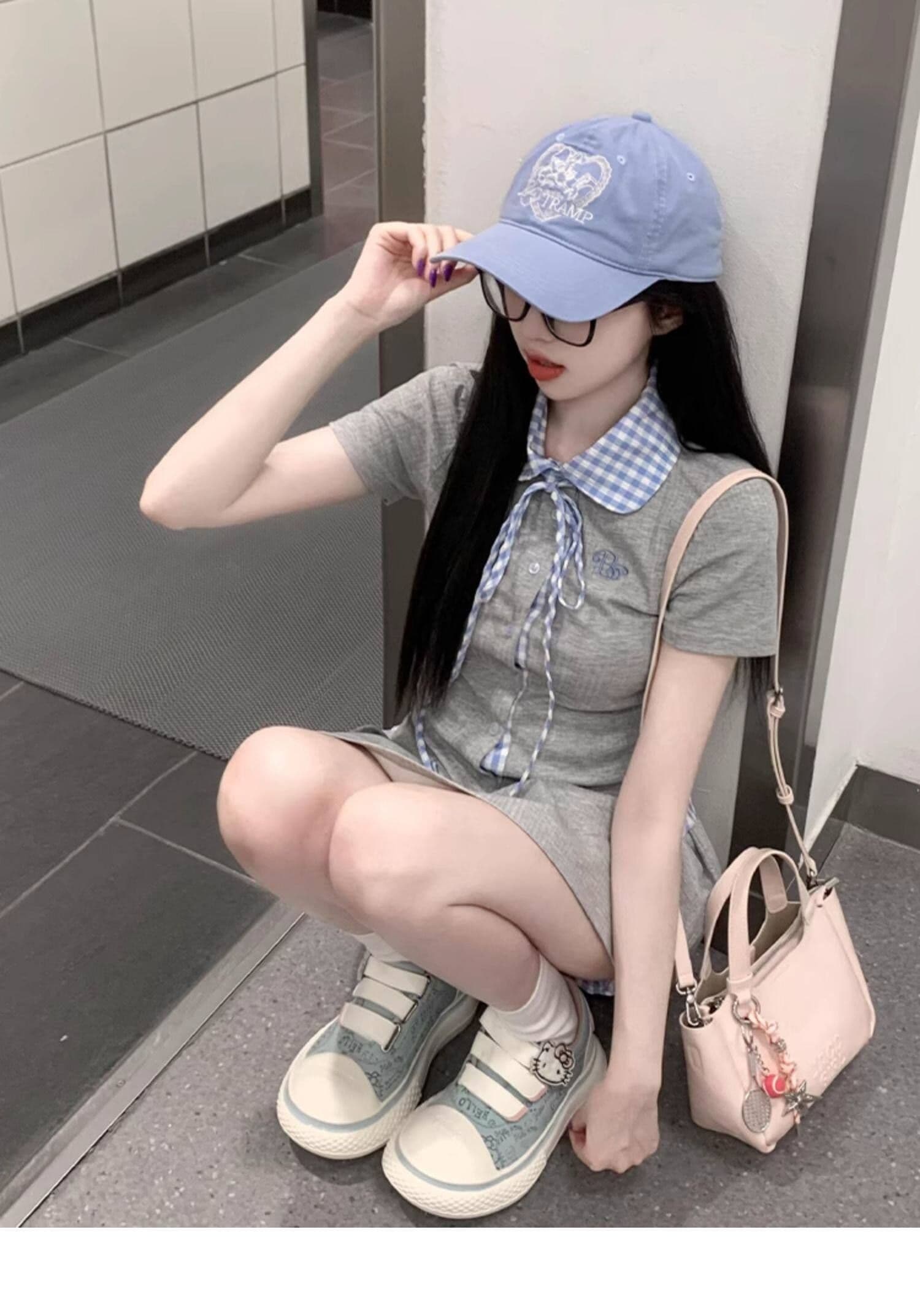 학원 스타일 한 부서 chic 세트 여성 여름 자이언트 잘 생긴 작은 키 관대 한 점잖은 여름 ootd 착용 가져 가라. 전체 집합 상세 이미지 5