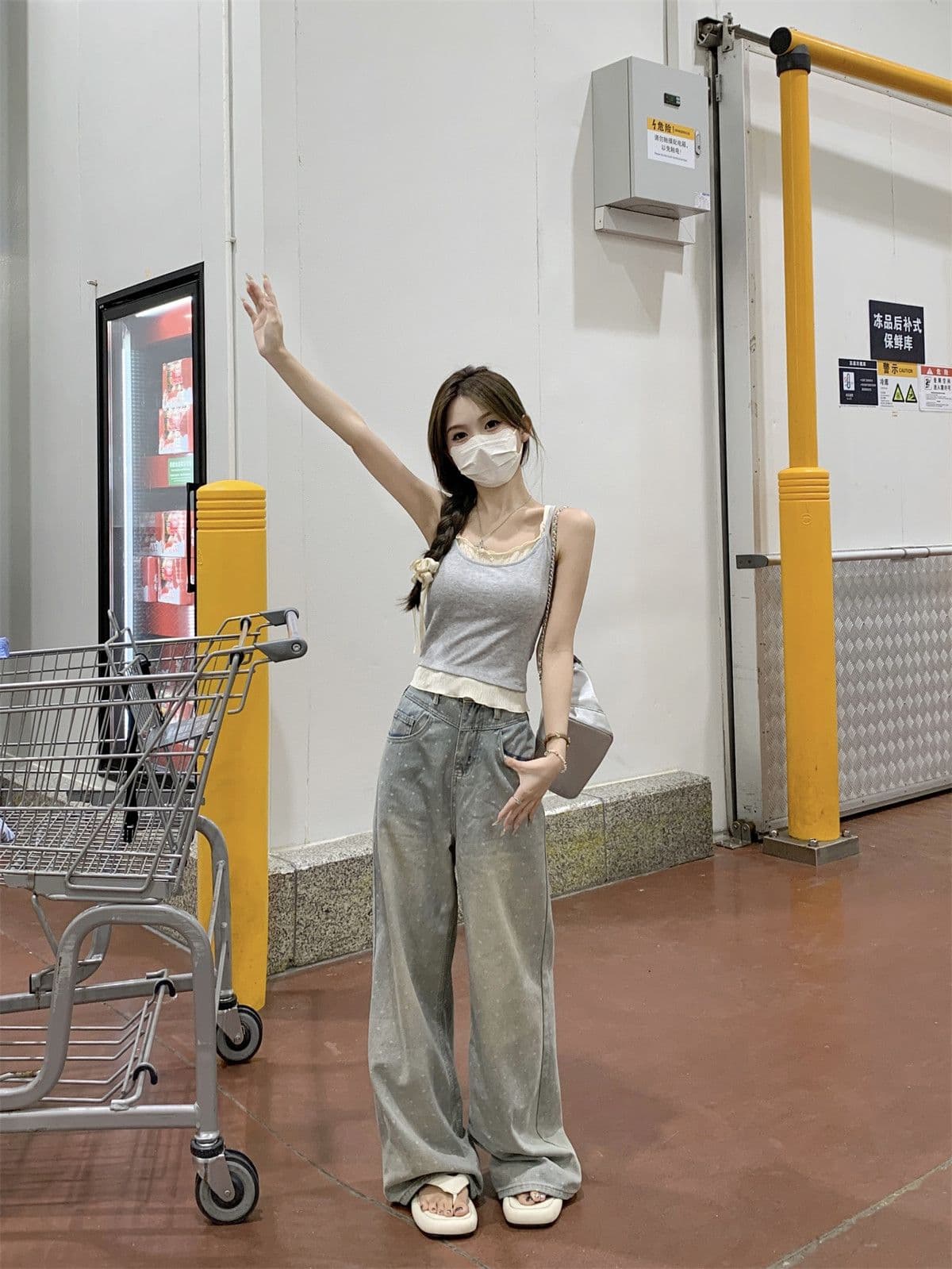 40 1 1 순면 180 그램 높음 폭탄 페이크 레이어드 캐미솔 몸매 가꾸기 Chic 작은 대중 레이스 표지 대리인 우유 상세 이미지 5