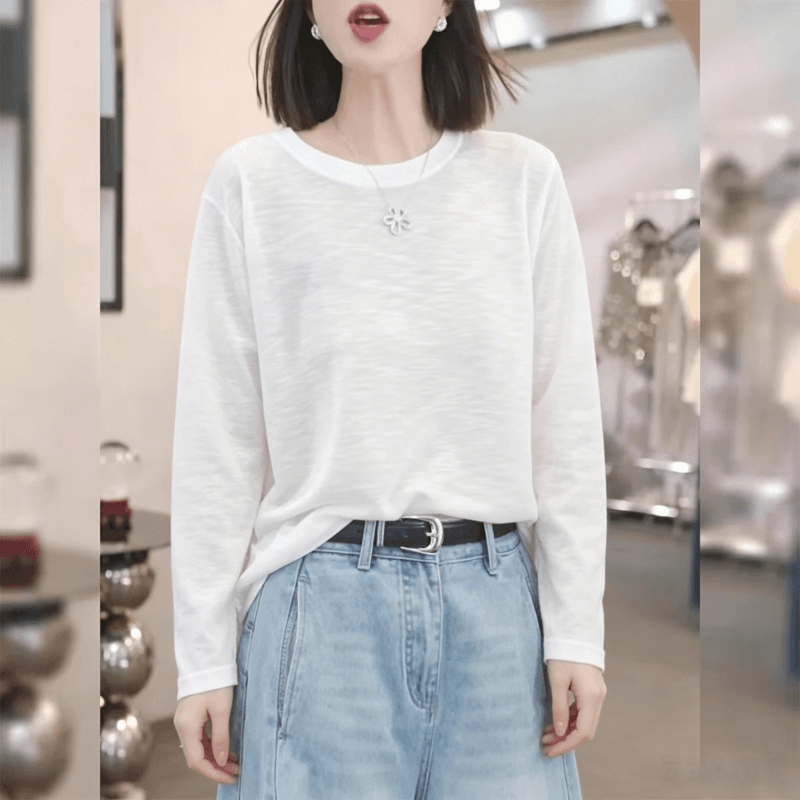 한 부서 루즈핏 느긋한 센스 맨위 긴팔 블라우스 여성 2026 여름 새로운 티셔츠 자외선 차단 의류 이미지 5