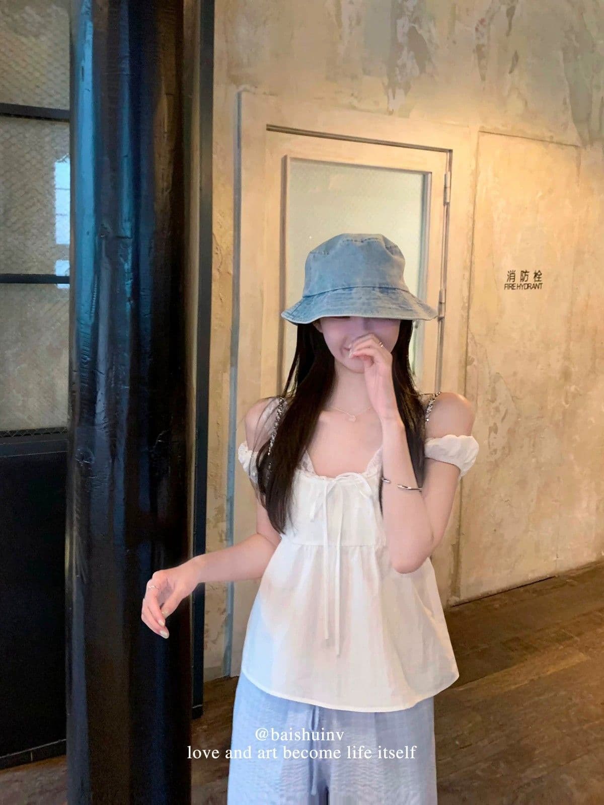달콤함 순수한 욕망 바람 핑크색 오프숄더 민소매 여성 셔츠 여름 디자인 센스 작은 대중 프랑스식 품격 루즈핏 맨위 상세 이미지 6