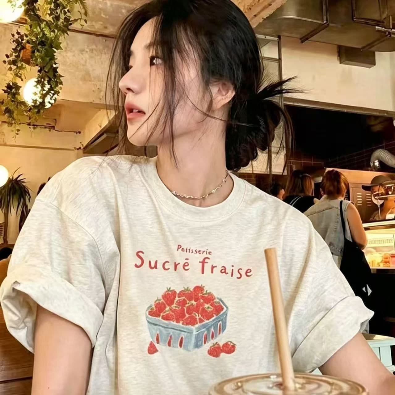 21 순면 210 그램 순면 여름 드레스 반팔 티셔츠 여성 한국 스타일 빅 사이즈 루즈핏 상세 이미지 5