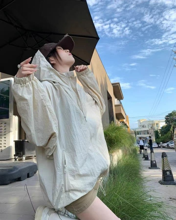 캐주얼 운동 바람 긴팔 재킷 여성 코트 여름 새로운 느긋한 루즈핏 다용도 긴팔 후드 자외선 차단 맨위 상세 이미지 28