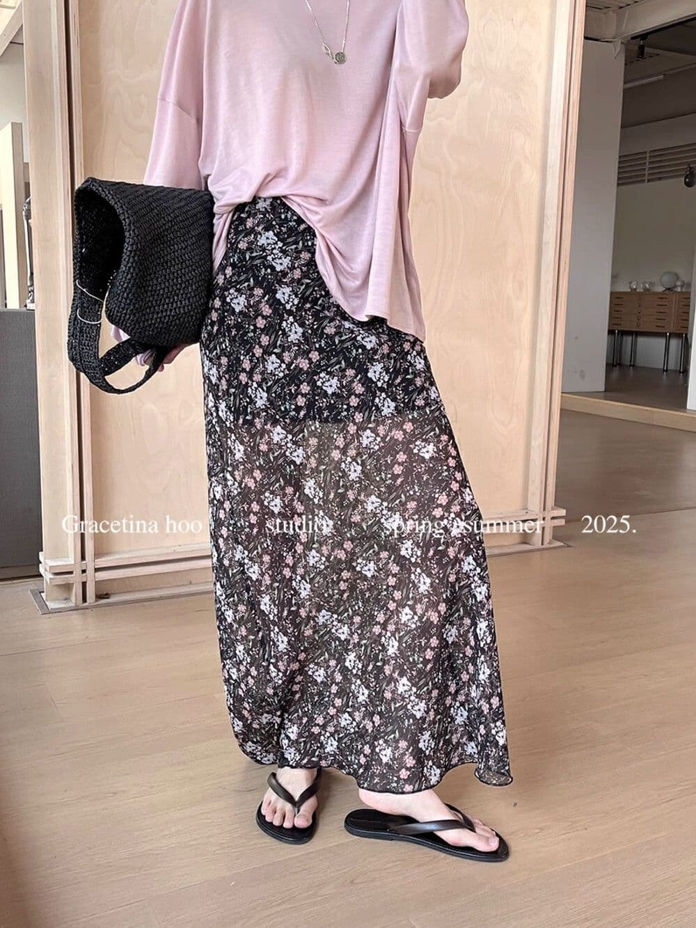 프랑스식 꽃무늬 쉬폰 반신 스커트 아이들 여름 하이웨이스트 디자인 센스 작은 대중 요정 치마 작은 키 인어 꼬리 롱 스커트 이미지 2