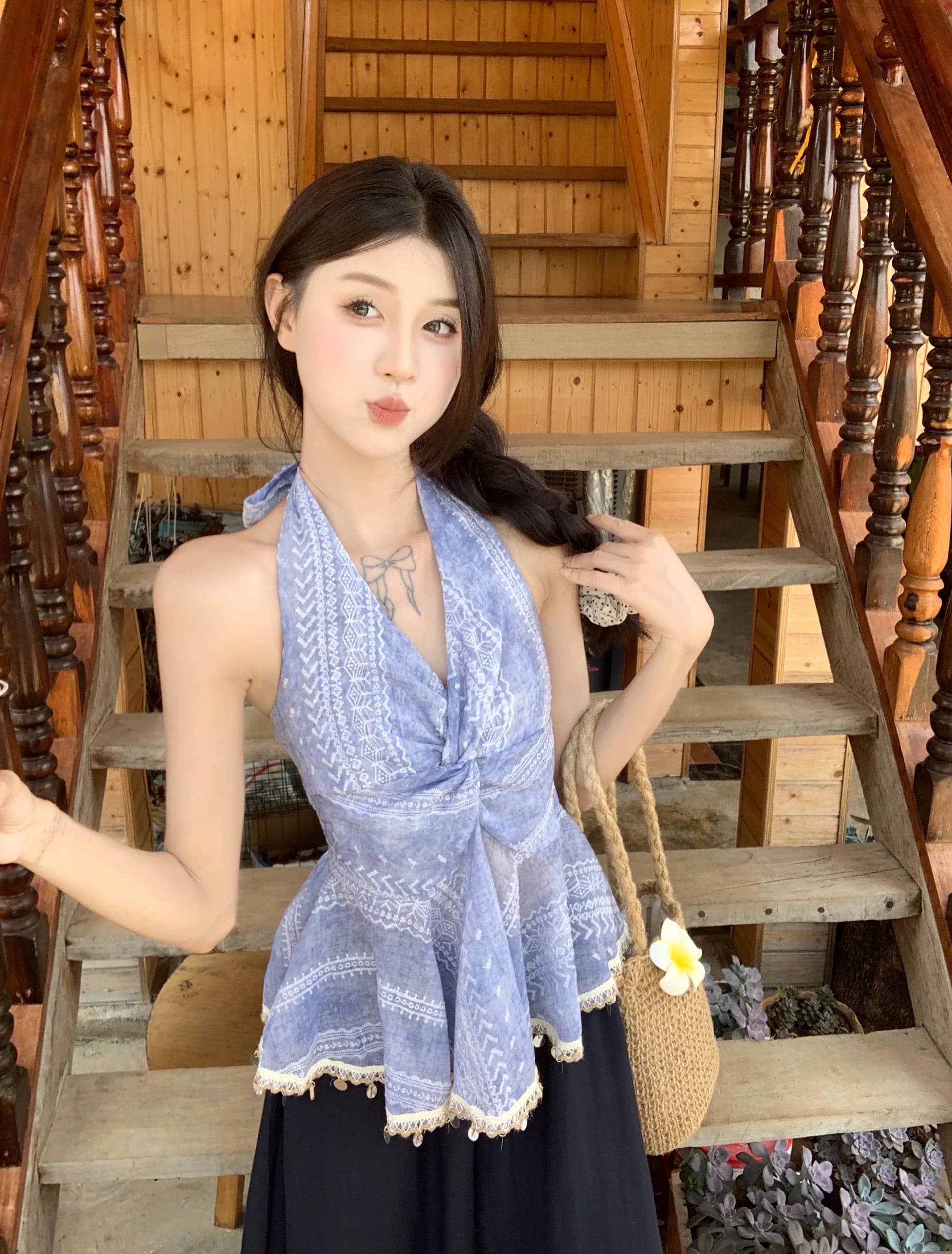 원본 자수 원단 명중 가져 가라. 민족 스타일 무거운 작업 자수 행침 목 V넥 조끼 여성 여름 섹시함 백리스 맨위 상세 이미지 6