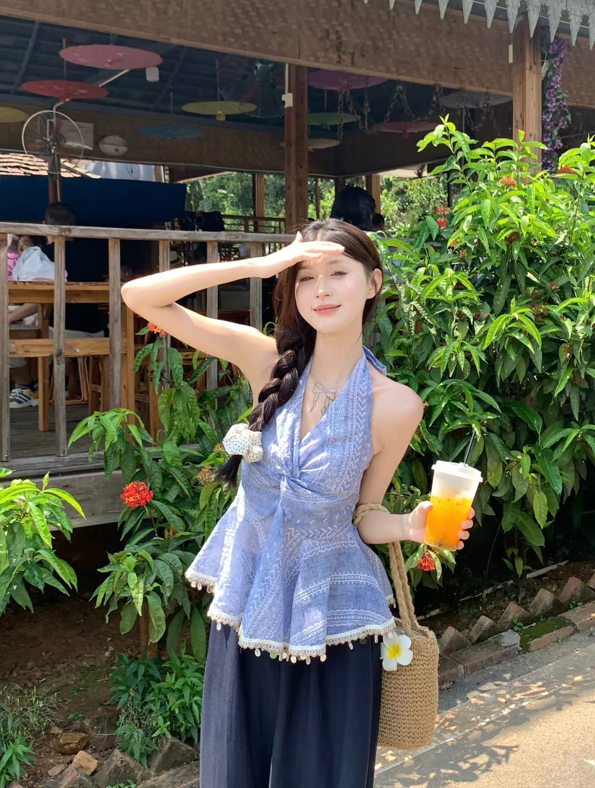 원본 자수 원단 명중 가져 가라. 민족 스타일 무거운 작업 자수 행침 목 V넥 조끼 여성 여름 섹시함 백리스 맨위 상세 이미지 7