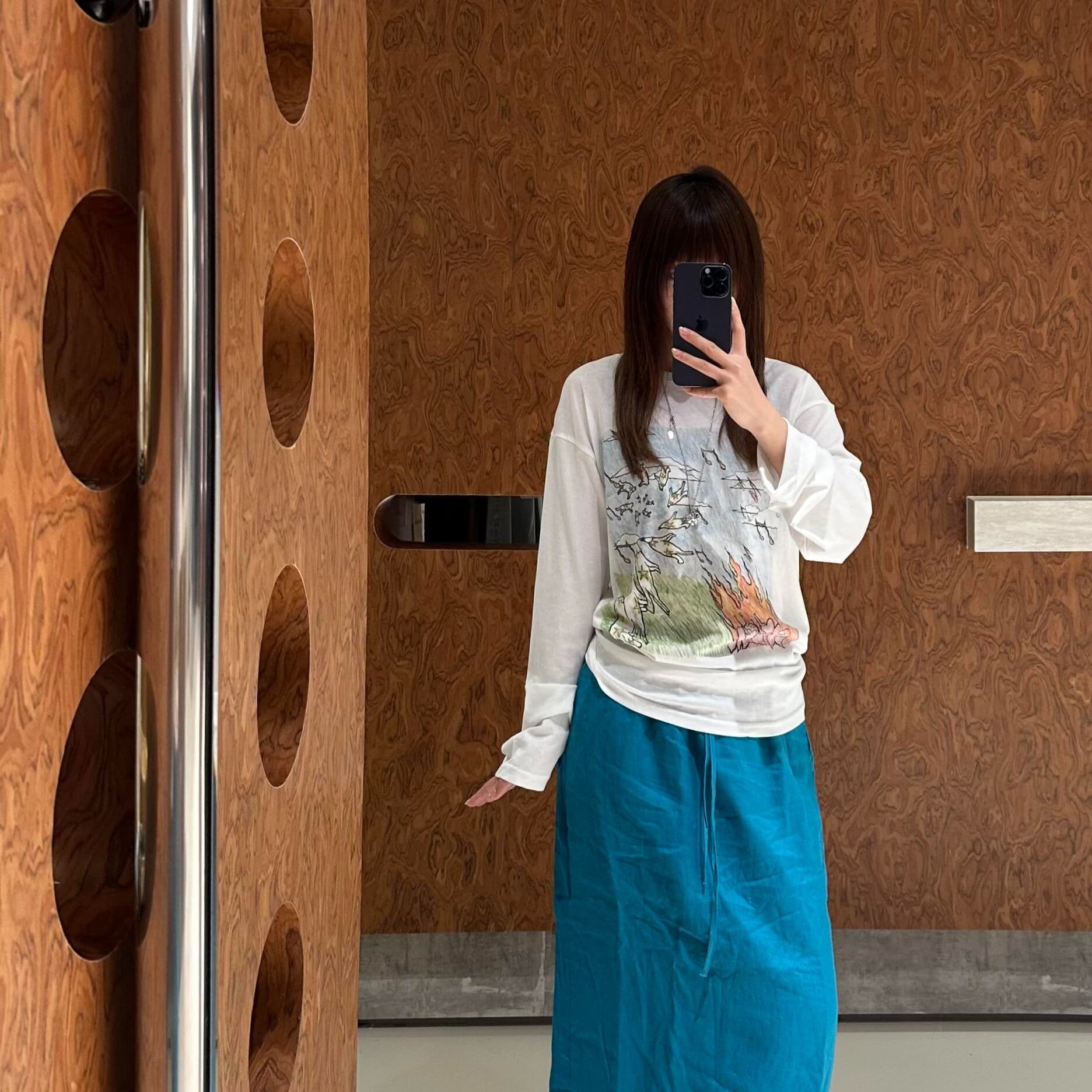 높은 품질 180 그램 아마 눈꽃 비스듬한 어깨 티셔츠 자외선 차단 기본 셔츠 블라우스 통기성 루즈핏 이미지 5