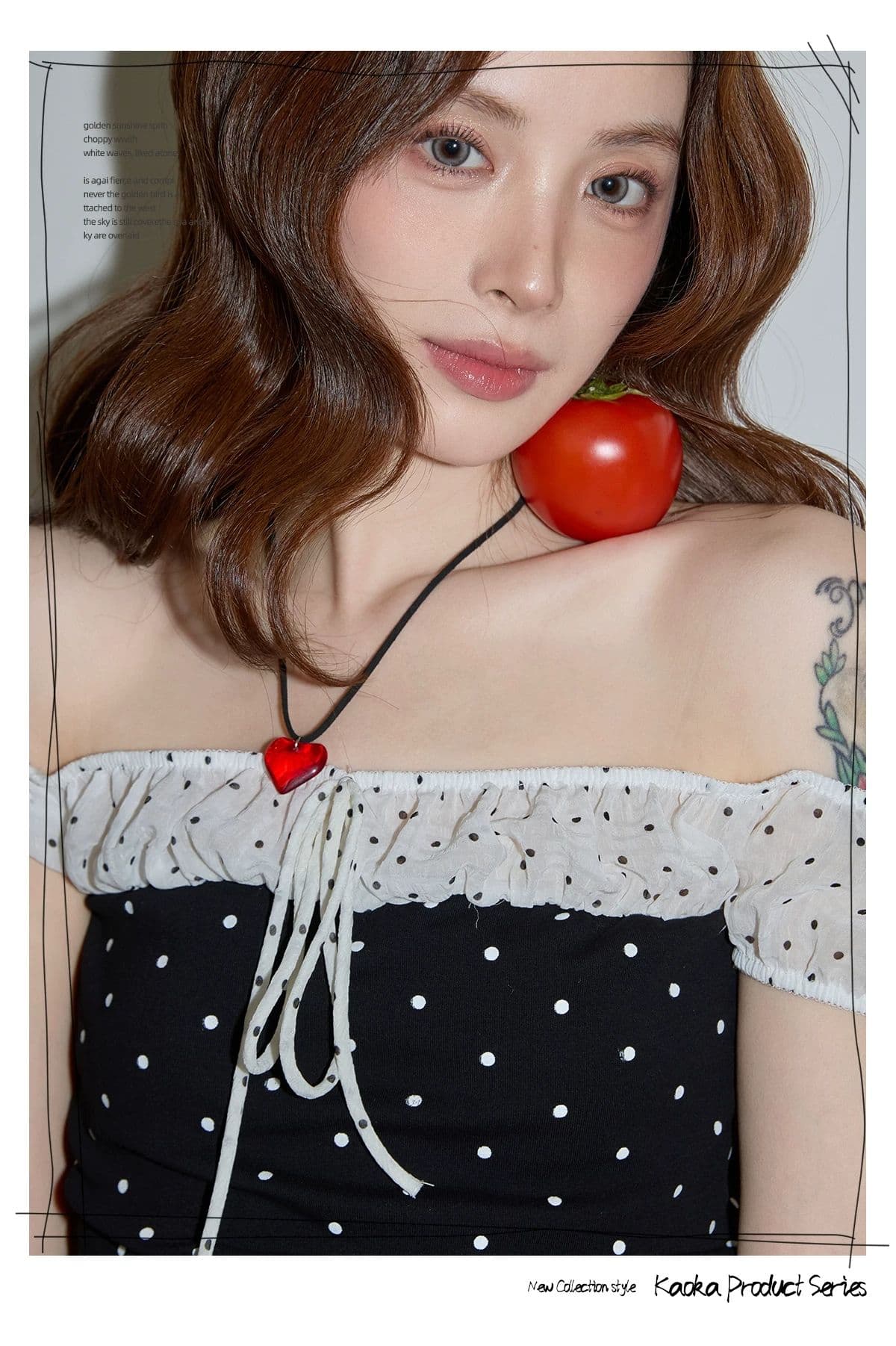 원본 원단 것 검정색 도트 무늬 오프숄더 반팔 티셔츠 여성 여름 디자인 센스 몸매 가꾸기 오프숄더 맨위 여름 상세 이미지 6