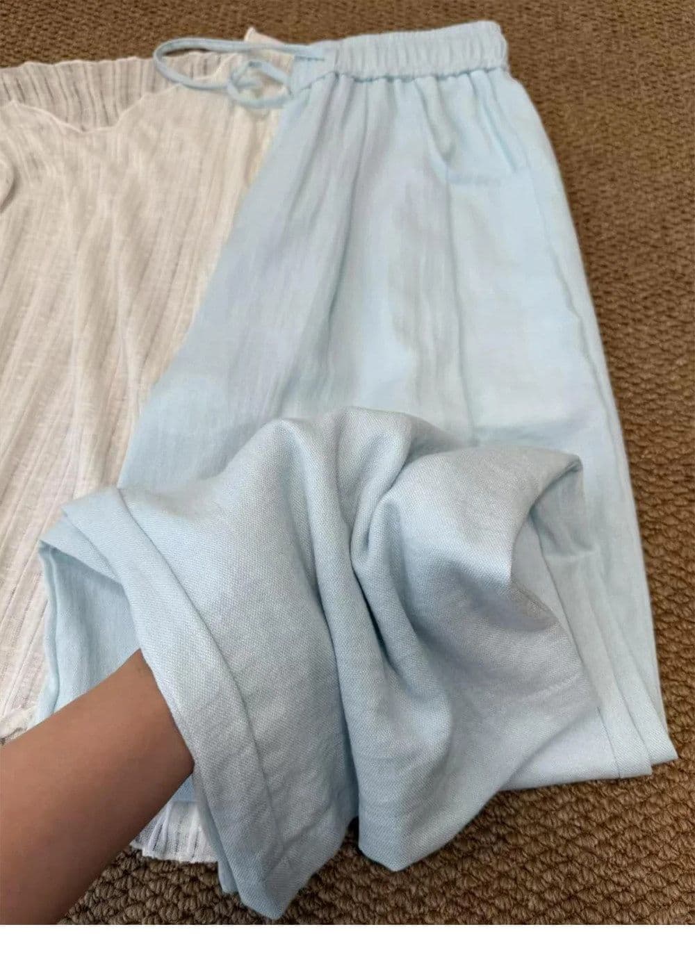 원본 원단 네리 특별 빅 사이즈 300 근 여름 얇은 스타일 도루 센스 와이드 레그 팬츠 루즈핏 면 린넨 바지 상세 이미지 8