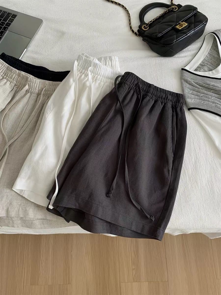 원본 원단 안감 특별 빅 사이즈 300 근 캐주얼 반바지 여성 한국 스타일 한 마디 와이드 레그 팬츠 여름 이미지 4
