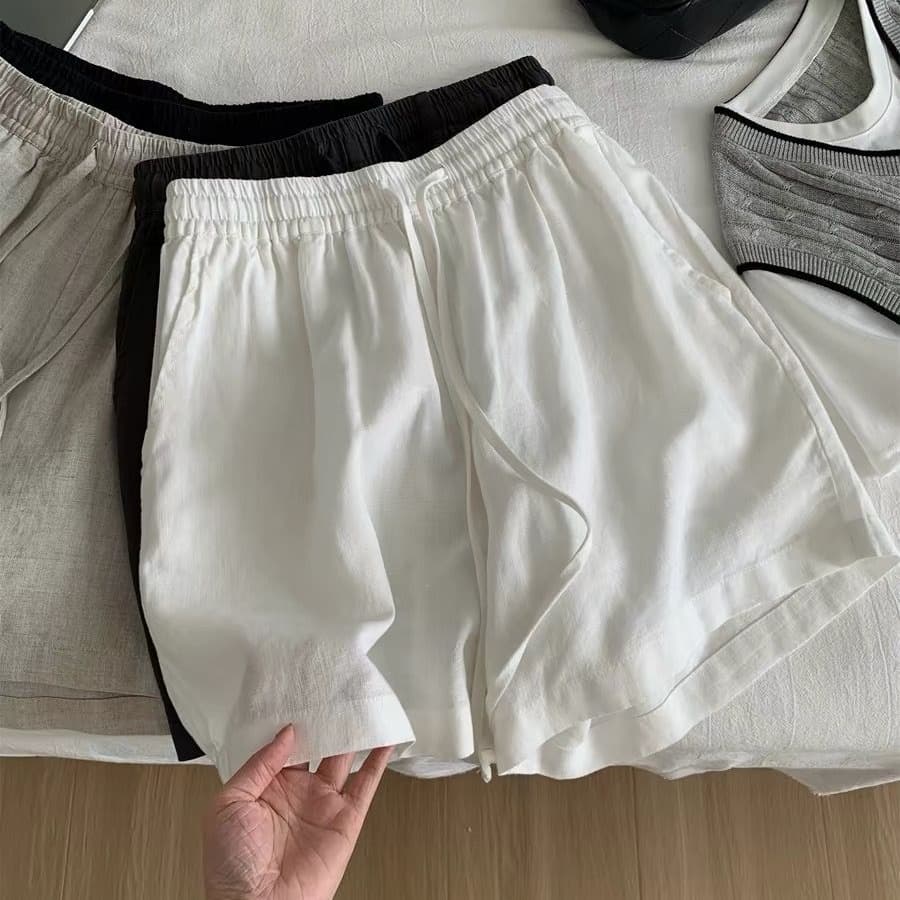 원본 원단 안감 특별 빅 사이즈 300 근 캐주얼 반바지 여성 한국 스타일 한 마디 와이드 레그 팬츠 여름 이미지 5