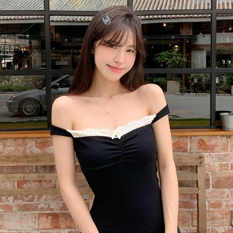 원본 원단 것 아메리칸 핫걸 레이스 조각 캐미솔 섹시함 순수한 욕망 오프숄더 맨위 여름 상세 이미지 4