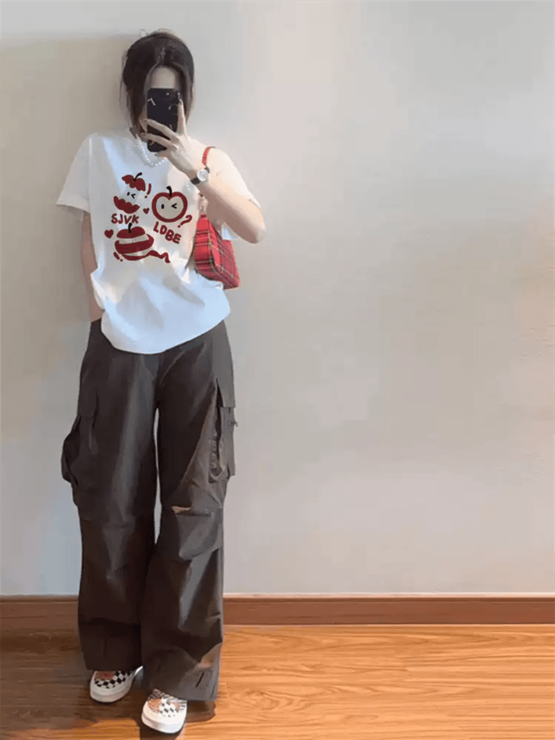 21 순면 210 그램 순면 여름 드레스 반팔 티셔츠 여성 한국 스타일 빅 사이즈 루즈핏 상세 이미지 5