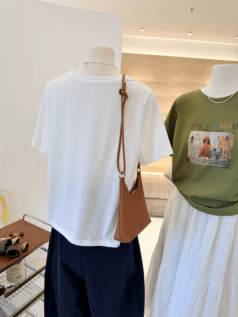 21 순면 210 그램 순면 여름 드레스 반팔 티셔츠 여성 한국 스타일 빅 사이즈 루즈핏 이미지 4