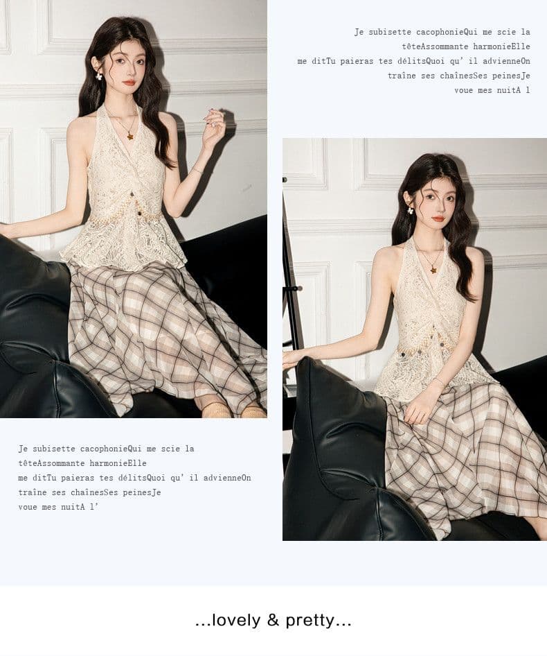 원본 원단 디자인 센스 V넥 레이스 비틀림 민소매 행침 목 조끼 여름 아름다움 뒤로 핫걸 맨위 상세 이미지 3