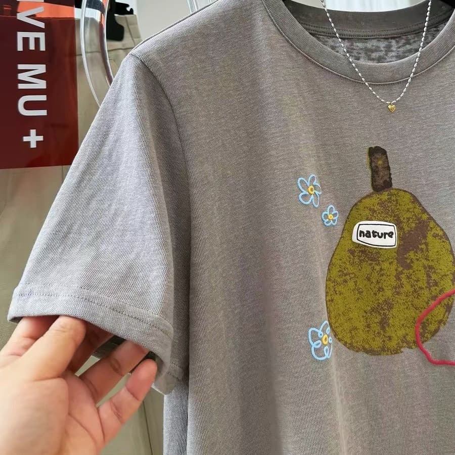 눈꽃 면 특별 빅 사이즈 300 근 Chic 프린트 캐주얼 반팔 티셔츠 여성 여름 맨위 이미지 5