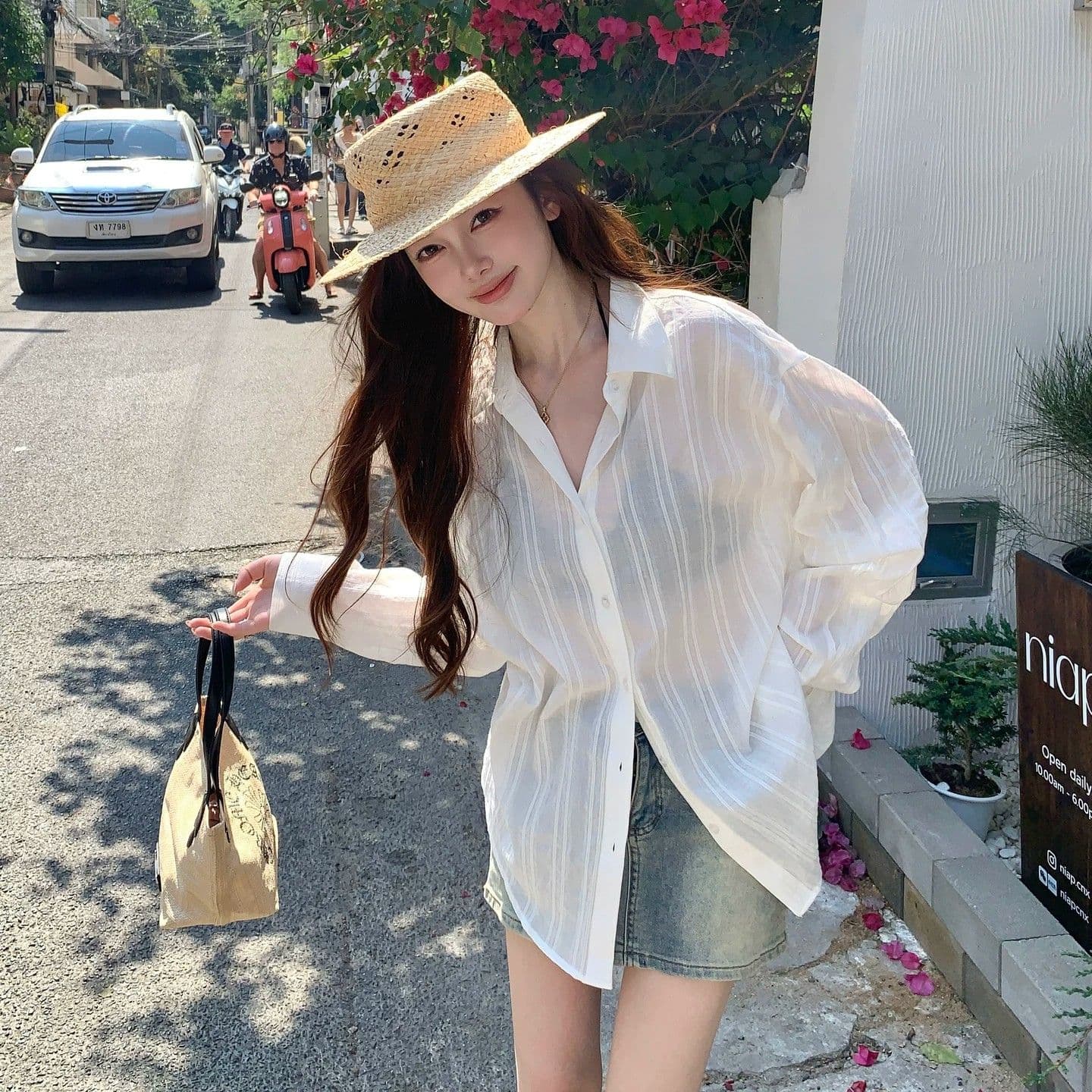 프랑스식 고급 센스 화이트 긴팔 여성 셔츠 봄 여름 새로운 얇은 스타일 출퇴근 다용도 캐주얼 품격 자외선 차단 맨위 이미지 5