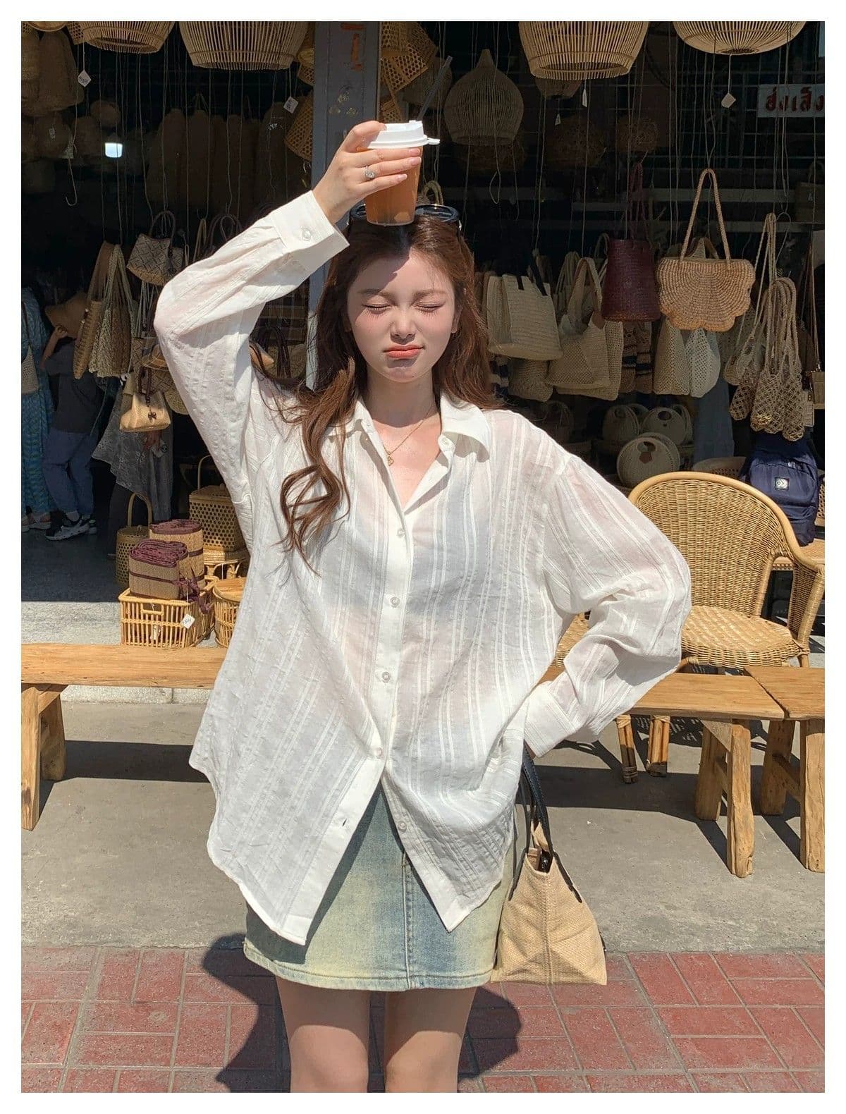 프랑스식 고급 센스 화이트 긴팔 여성 셔츠 봄 여름 새로운 얇은 스타일 출퇴근 다용도 캐주얼 품격 자외선 차단 맨위 상세 이미지 5