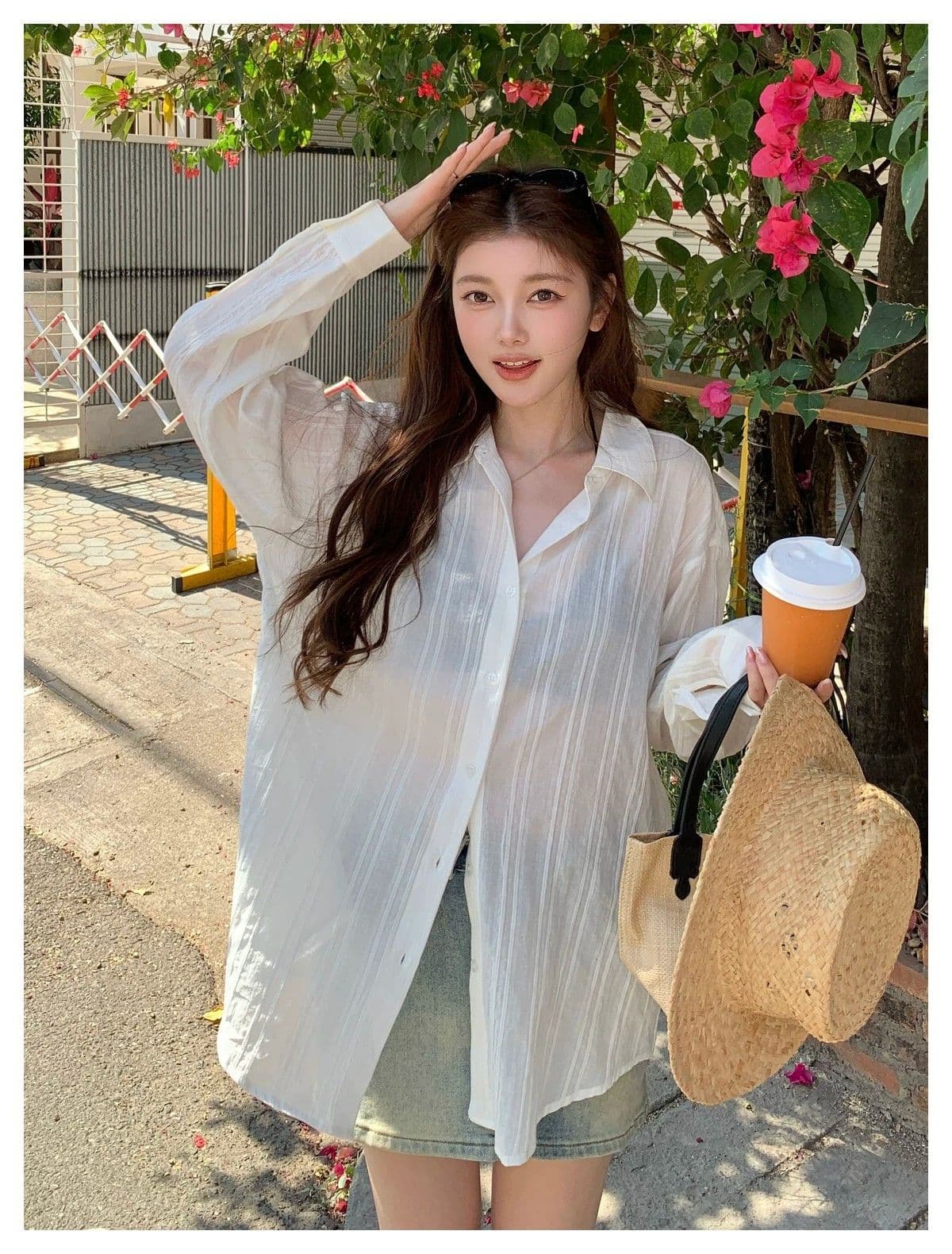 프랑스식 고급 센스 화이트 긴팔 여성 셔츠 봄 여름 새로운 얇은 스타일 출퇴근 다용도 캐주얼 품격 자외선 차단 맨위 상세 이미지 12