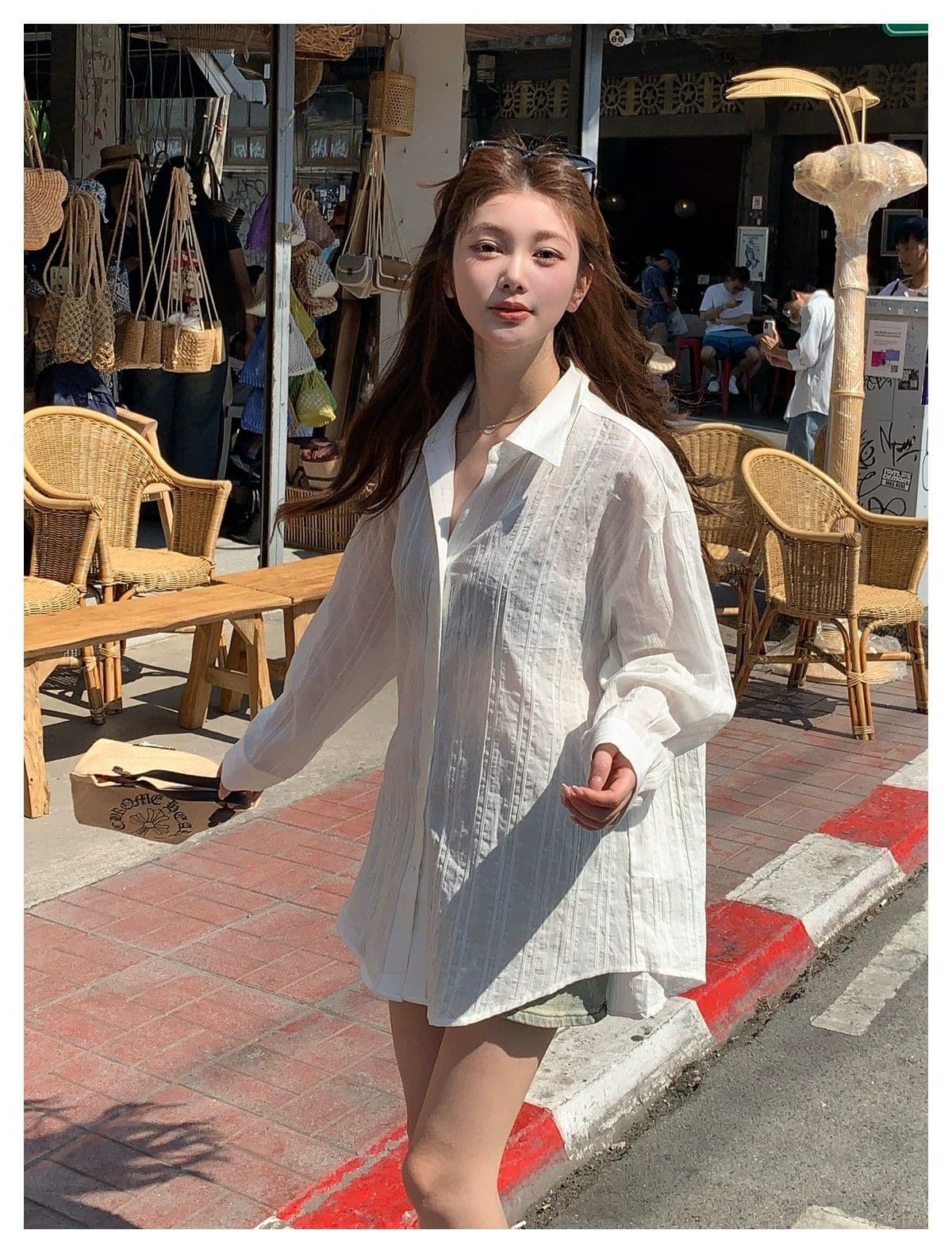 프랑스식 고급 센스 화이트 긴팔 여성 셔츠 봄 여름 새로운 얇은 스타일 출퇴근 다용도 캐주얼 품격 자외선 차단 맨위 상세 이미지 17
