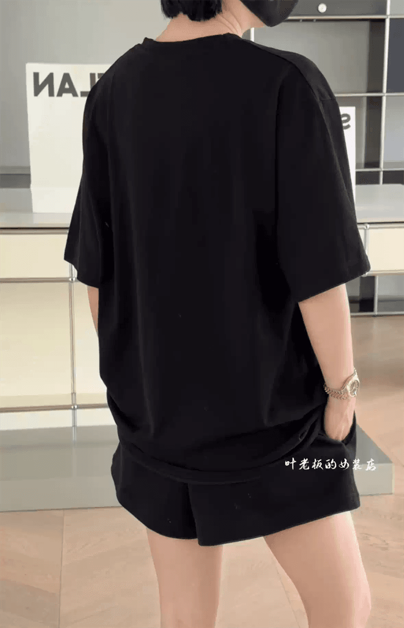 21 순면 210 그램 순면 여름 드레스 반팔 티셔츠 여성 한국 스타일 빅 사이즈 루즈핏 상세 이미지 6