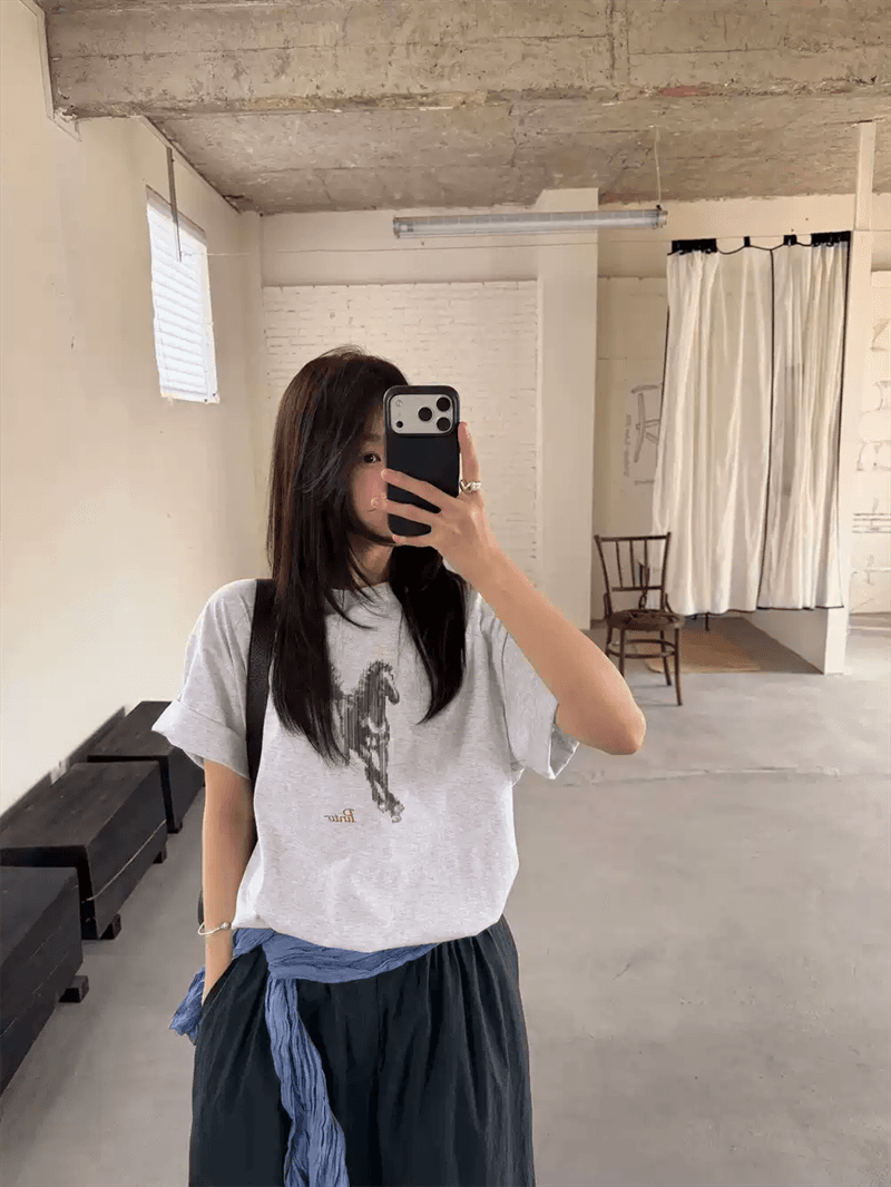 21 순면 210 그램 순면 여름 드레스 반팔 티셔츠 여성 한국 스타일 빅 사이즈 루즈핏 상세 이미지 6