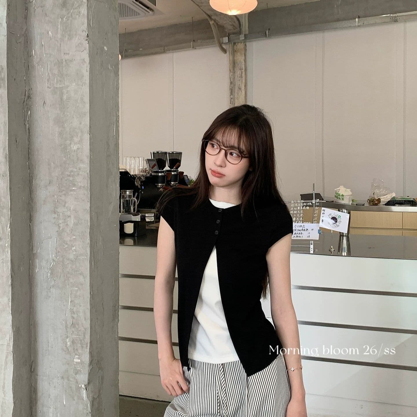 순면 리브 당겨 프레임 페이크 레이어드 티셔츠 여성 의류 여름 디자인 센스 연령 감소 다용도 풀오버 반팔 이미지 2