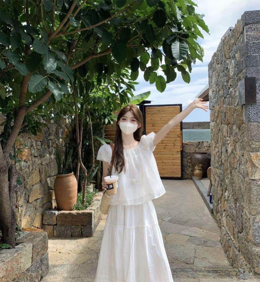 거품 소매 화이트 쉬폰 톱 여성 여름 프랑스식 인형 셔츠 빅 사이즈 여성 의류 지방 mm 슬림해 보이는 표지 고기 반팔 셔츠 상세 이미지 14