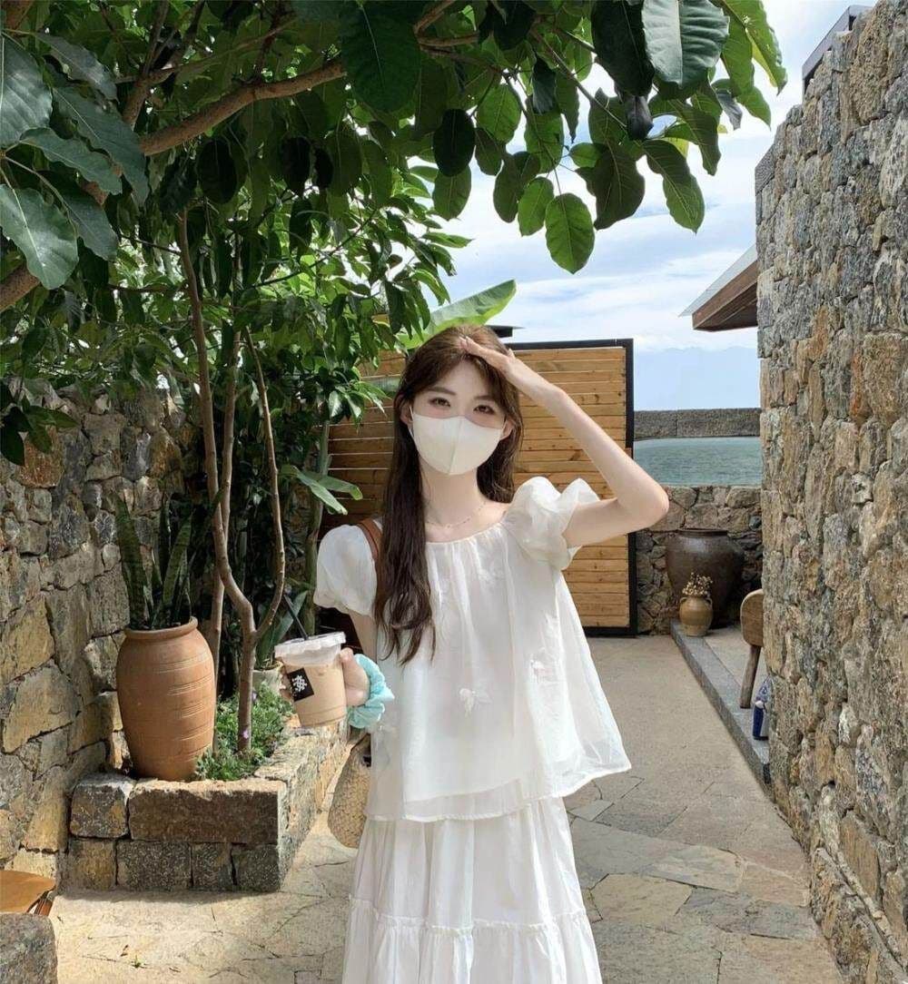 거품 소매 화이트 쉬폰 톱 여성 여름 프랑스식 인형 셔츠 빅 사이즈 여성 의류 지방 mm 슬림해 보이는 표지 고기 반팔 셔츠 상세 이미지 17