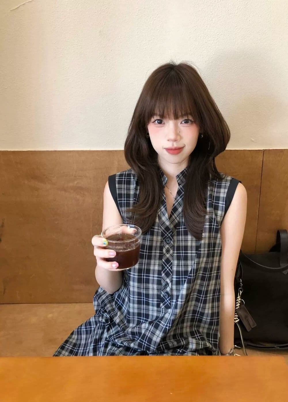 원본 원단 것 레트로 체크무늬 여성 드레스 여름 작은 키 고유 한 아름다운 루즈핏 품격 미니 스커트 상세 이미지 5