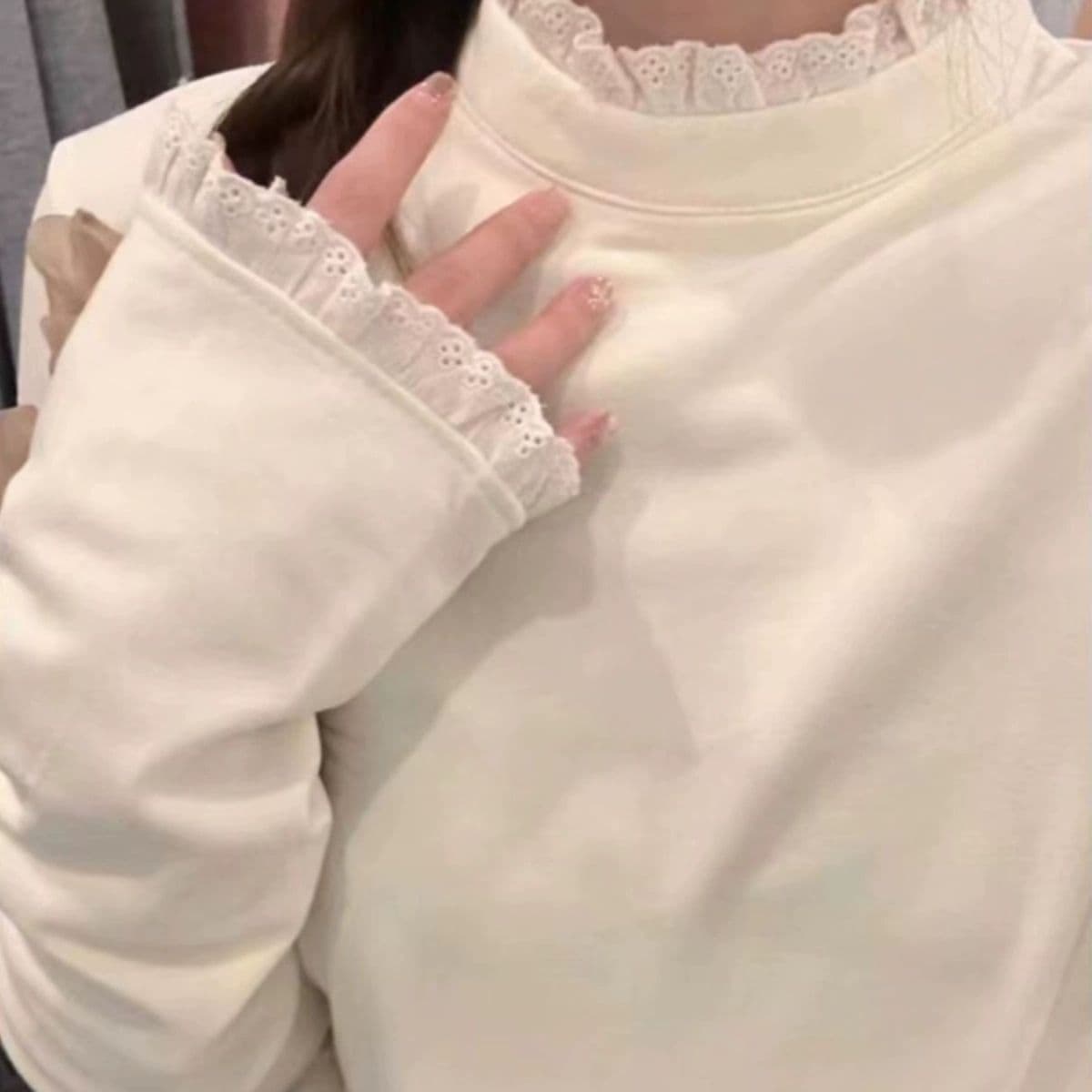 순면 리브 반하이넥 기본 셔츠 여성 인사이드 가져 가라. 봄 가을 겨울 몸매 가꾸기 긴팔 티셔츠 디자인 센스 레이스 맨위 서비스 이미지 5