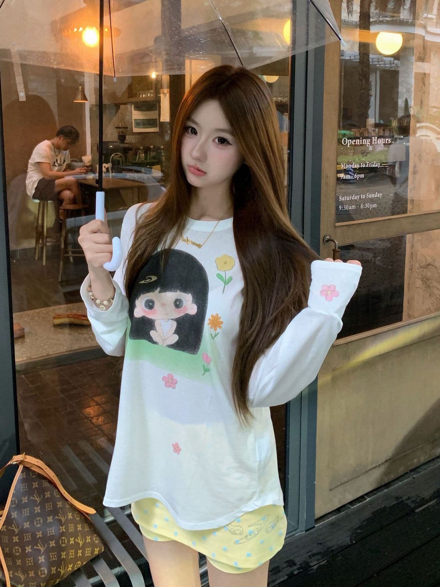 높은 품질 180 그램 아마 눈꽃 비스듬한 어깨 티셔츠 자외선 차단 기본 셔츠 블라우스 통기성 루즈핏 이미지 2