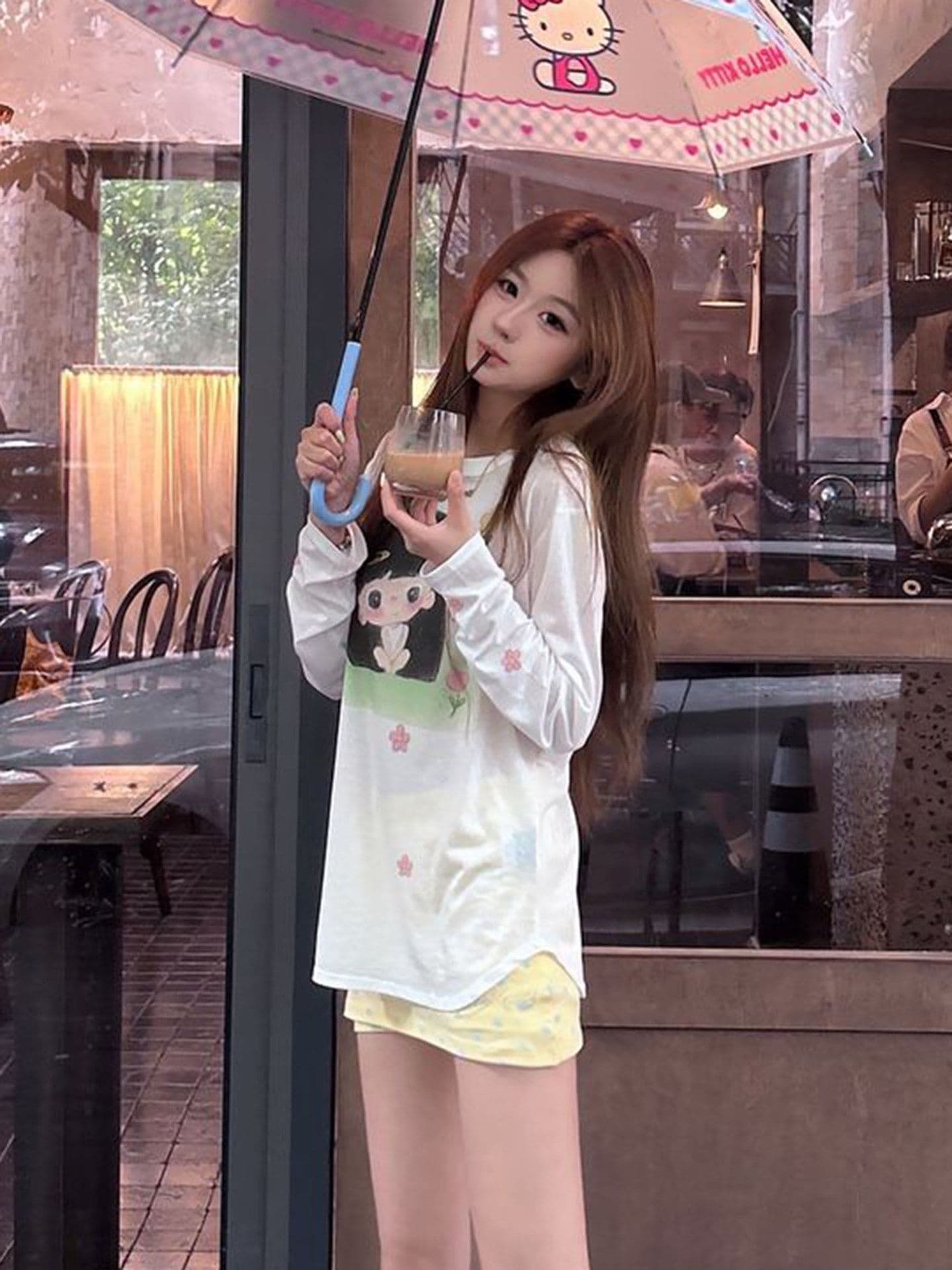 높은 품질 180 그램 아마 눈꽃 비스듬한 어깨 티셔츠 자외선 차단 기본 셔츠 블라우스 통기성 루즈핏 상세 이미지 5